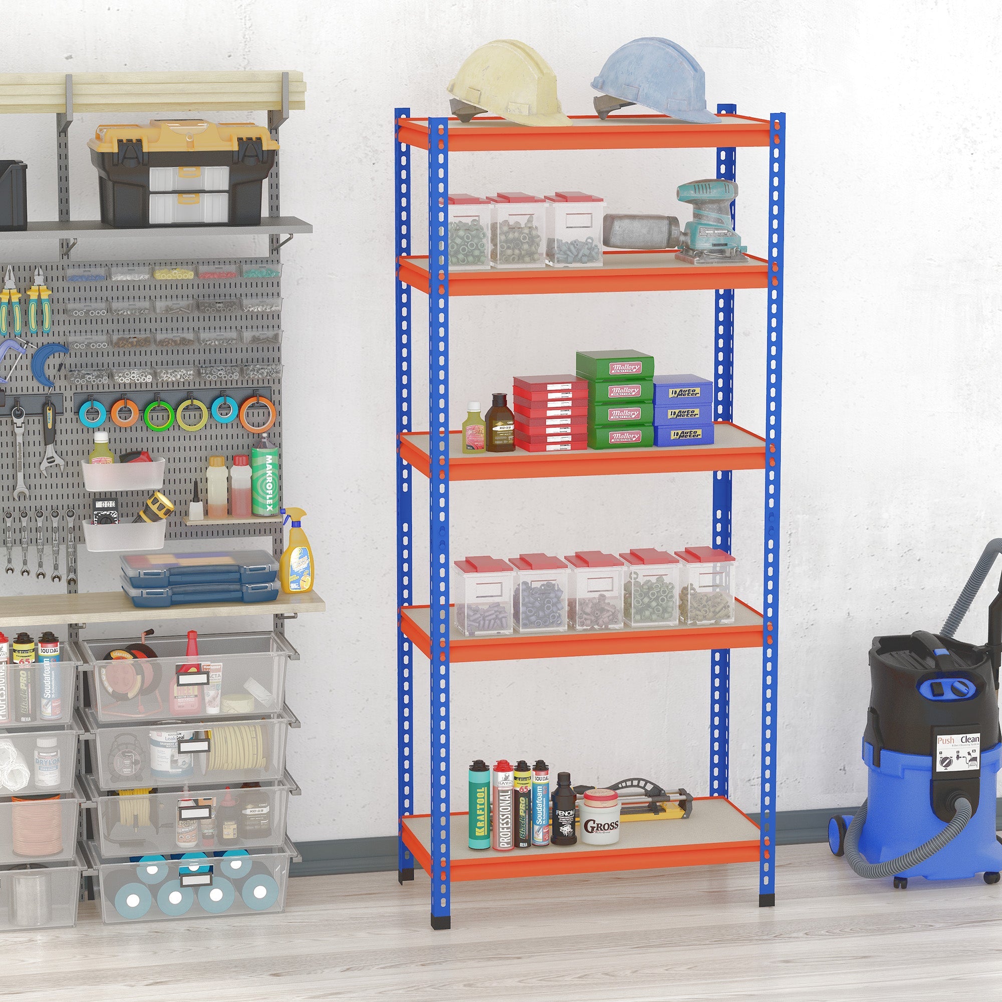 HOMCOM Sturdy Storage Solution: Heavy Duty 5-Tier Adjustable Metal Shelf for Garage Workshop