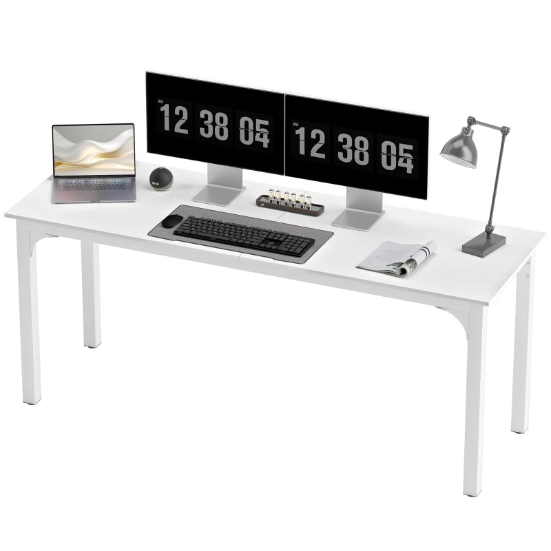 71" Computer Desk, Desktop Desk with Metal Legs, White