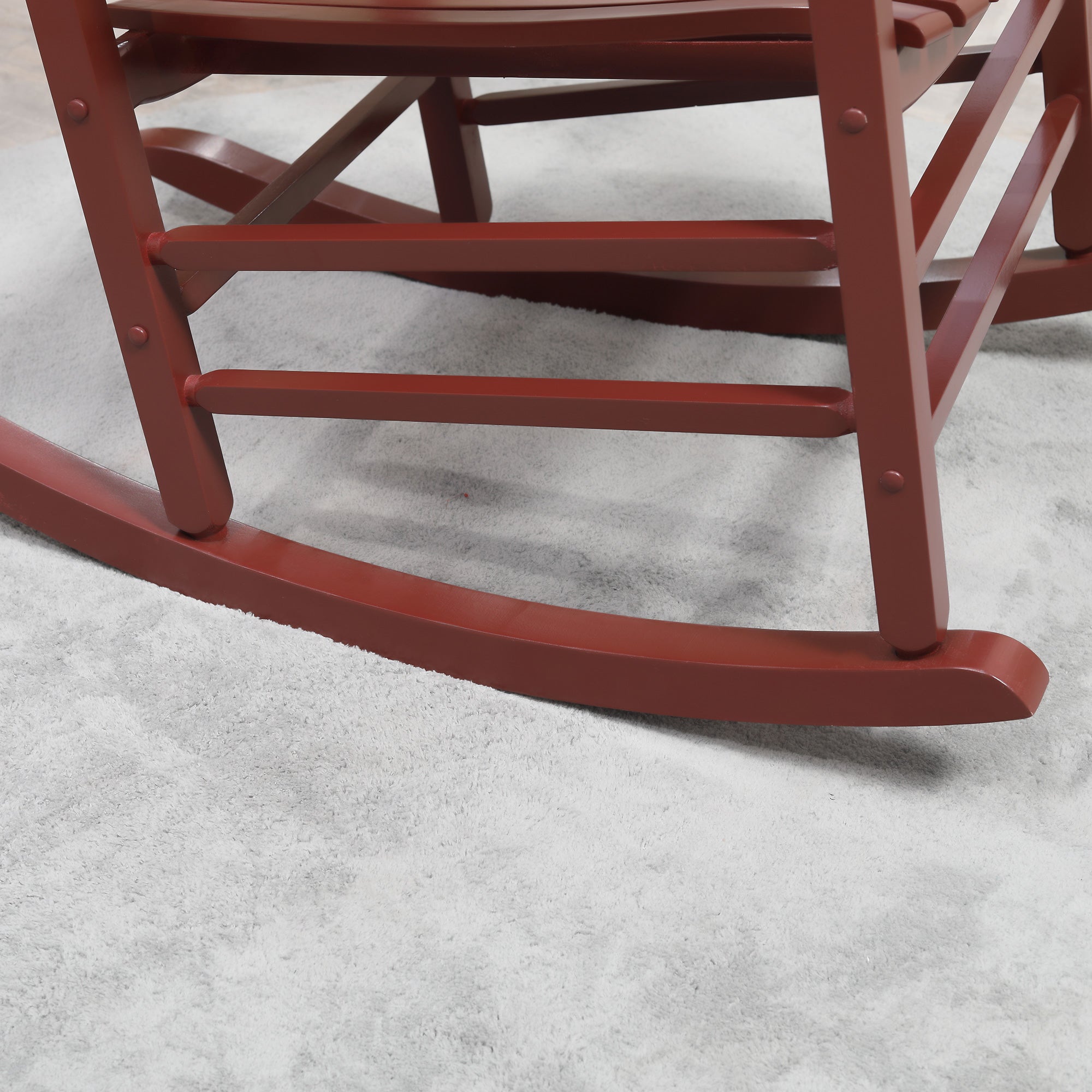 Outsunny Wooden Porch Rocking Chair Outdoor Patio Rocker Garden Single Leisure Reclining Seat Armchair Wine Red