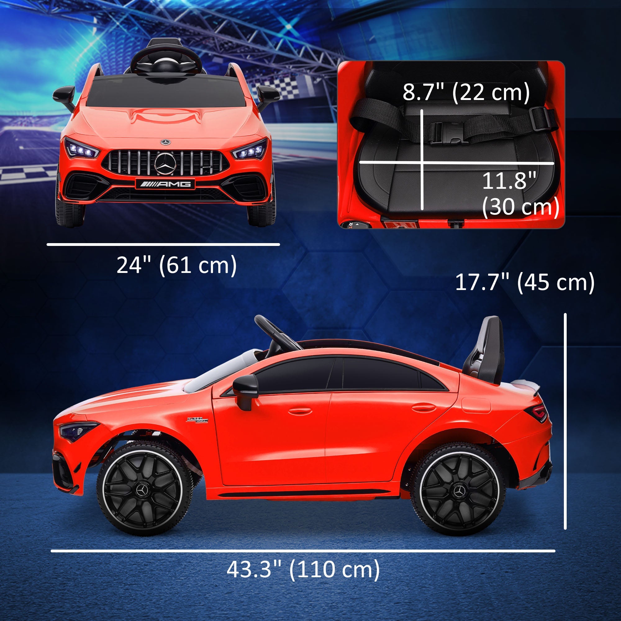 Qaba Mercedes-AMG Licensed 12V Ride on Car, Kids Electric Car with Remote Control, Spring Suspension, LED Lights, Red