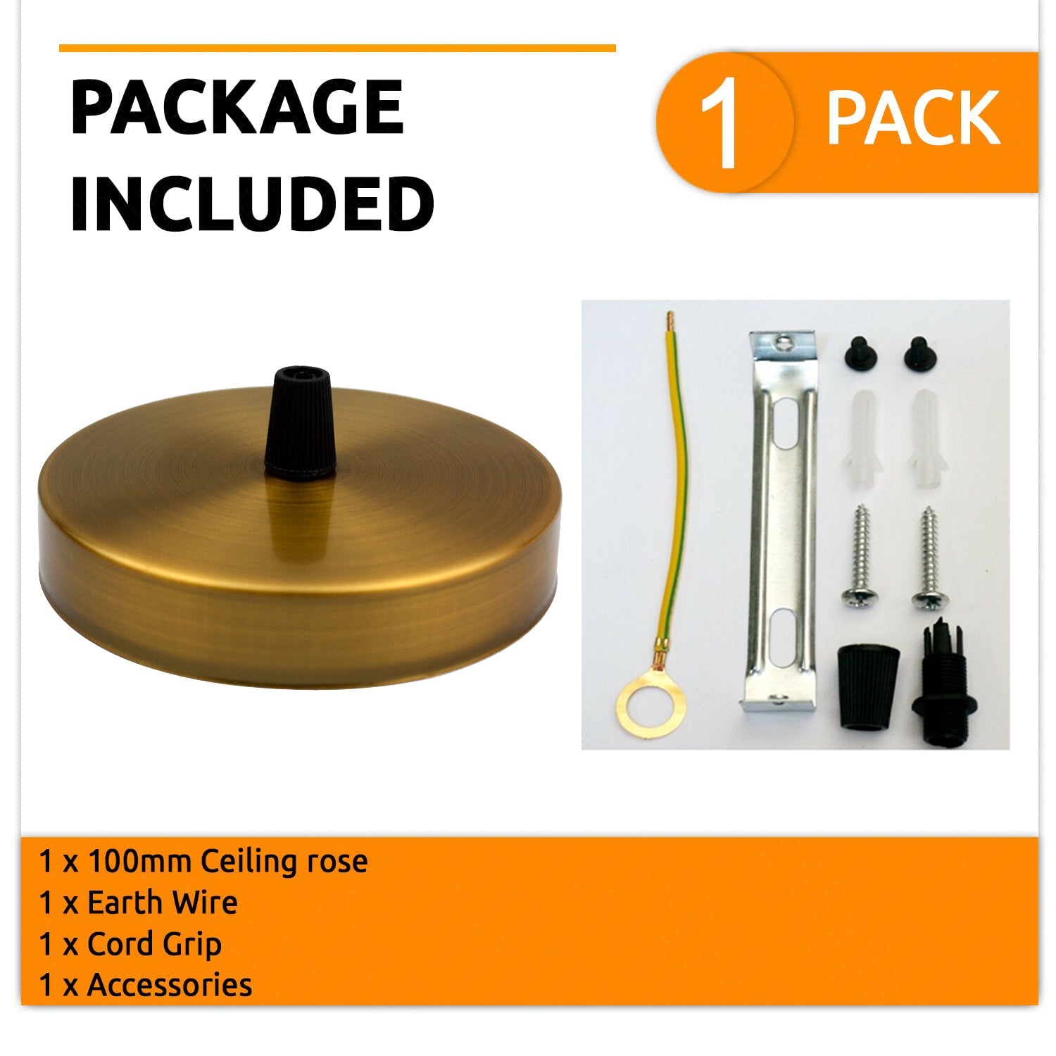 Yellow Brass Light Vintage Pendant Ceiling Rose~1469