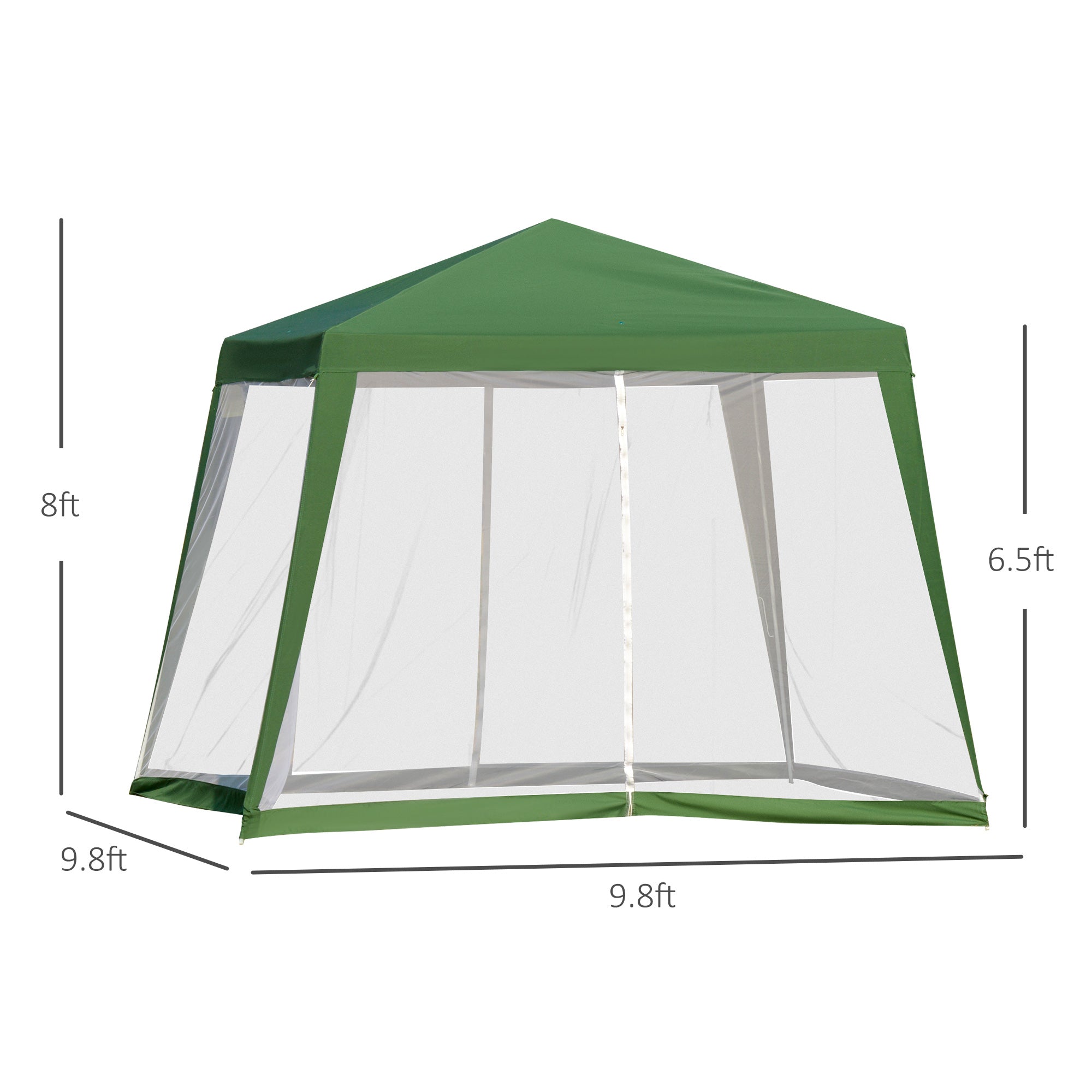 Outsunny 10x10ft Gazebo Tent with Netting Patio Canopy Outdoor Party Activity Sun Shade Garden Sun Shelter, Green
