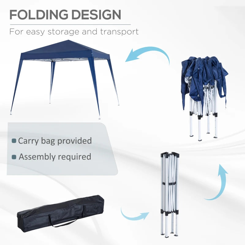 8' x 8' Pop Up Canopy, Outdoor Folding Tent, Portable Party Tent with Carrying Bag for Camping, Party, Picnic, Blue