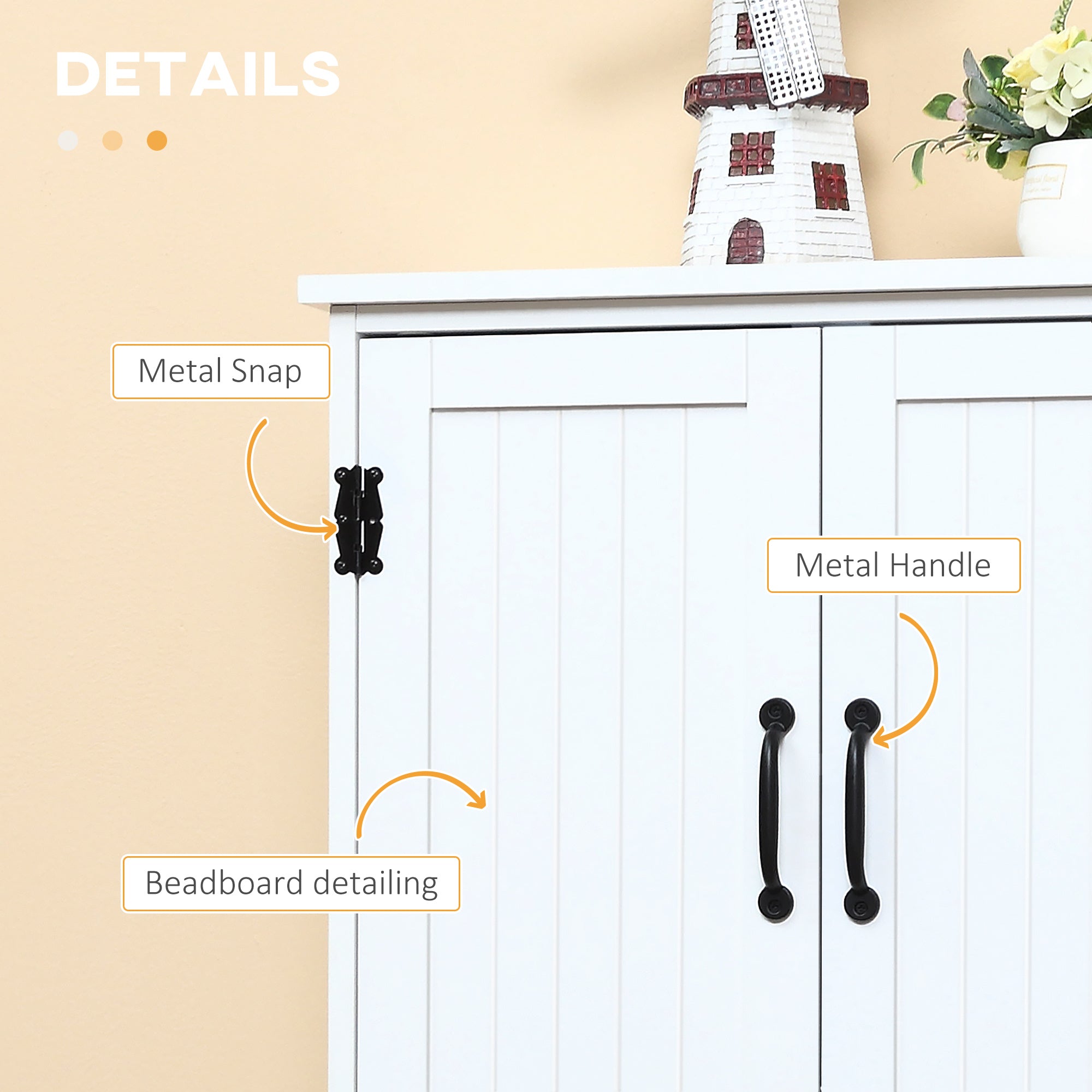 HOMCOM White Accent Kitchen Pantry Cabinet: Floor Storage Cupboard with Adjustable Shelves and Doors