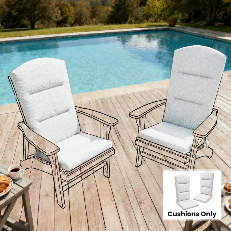 Patio Chair Cushion for Adirondack Chairs Replacement Cushion with Back and Ties, Light Grey