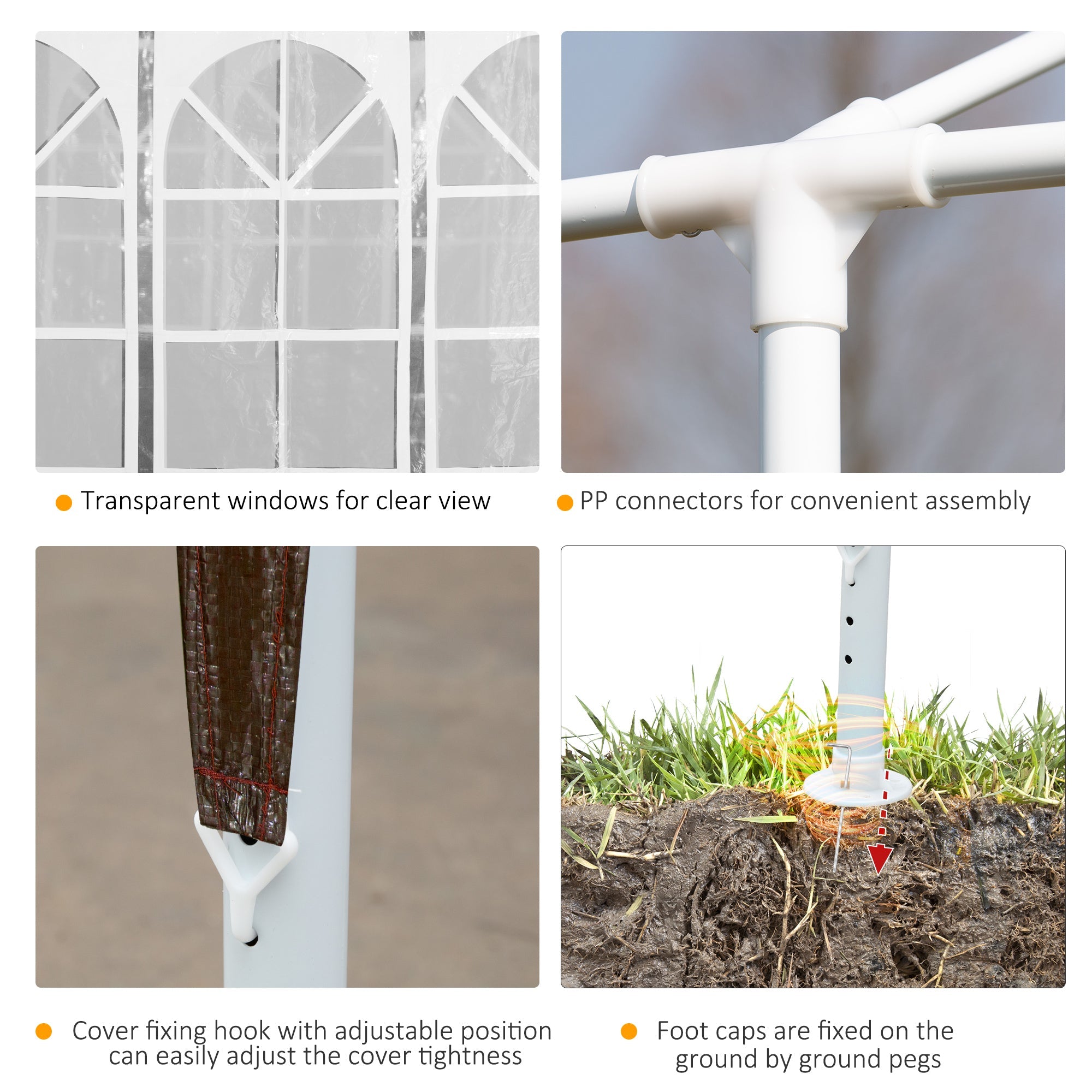 Outsunny 19' x 9' Party Tent Gazebo Canopy with 4 Removable Window for Outdoor Event with Wind Ropes and Ground Stakes, Coffee