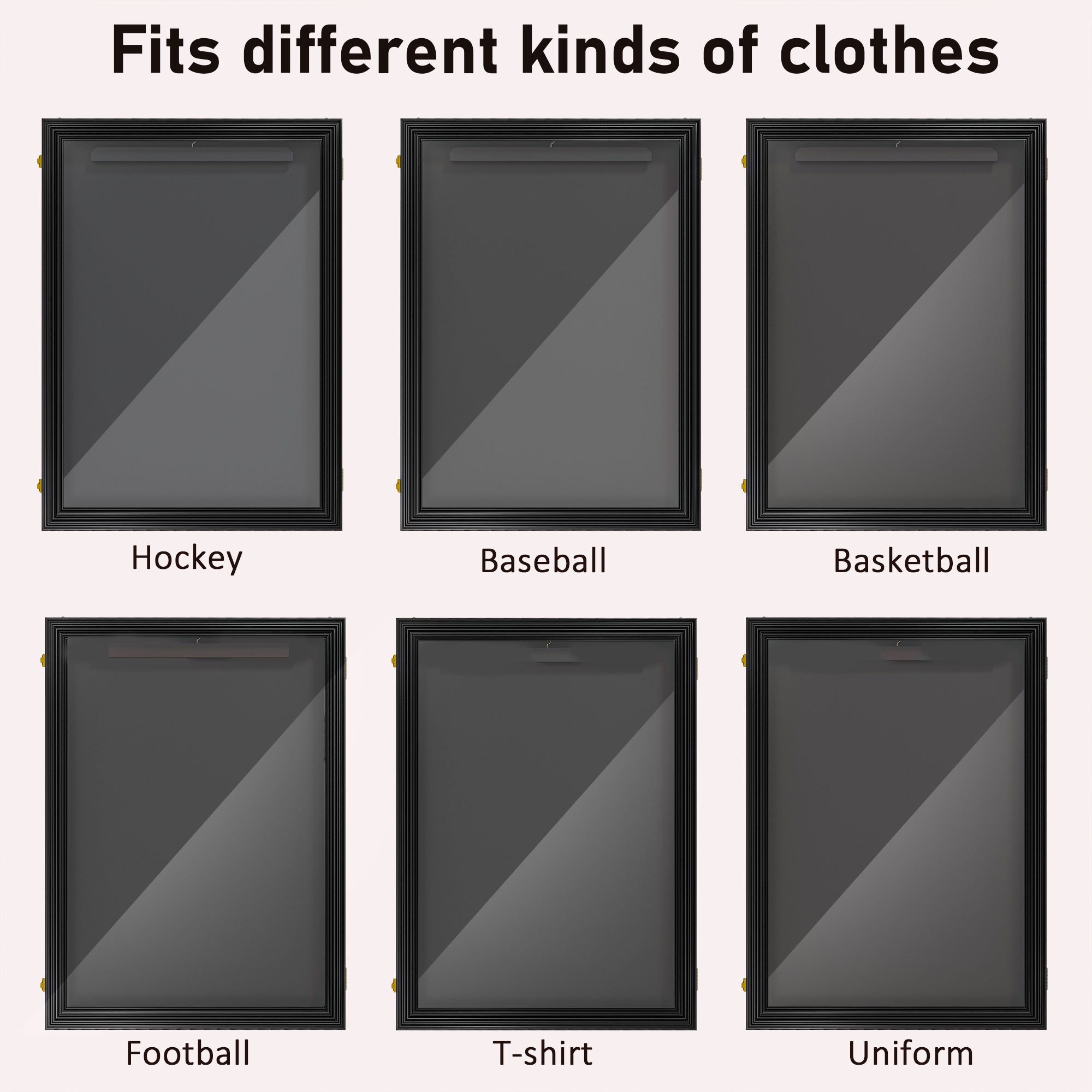 HOMCOM Sports Jersey Display Case 24"x32" Shadow Box for Hockey Basketball Football Baseball Collectibles Black