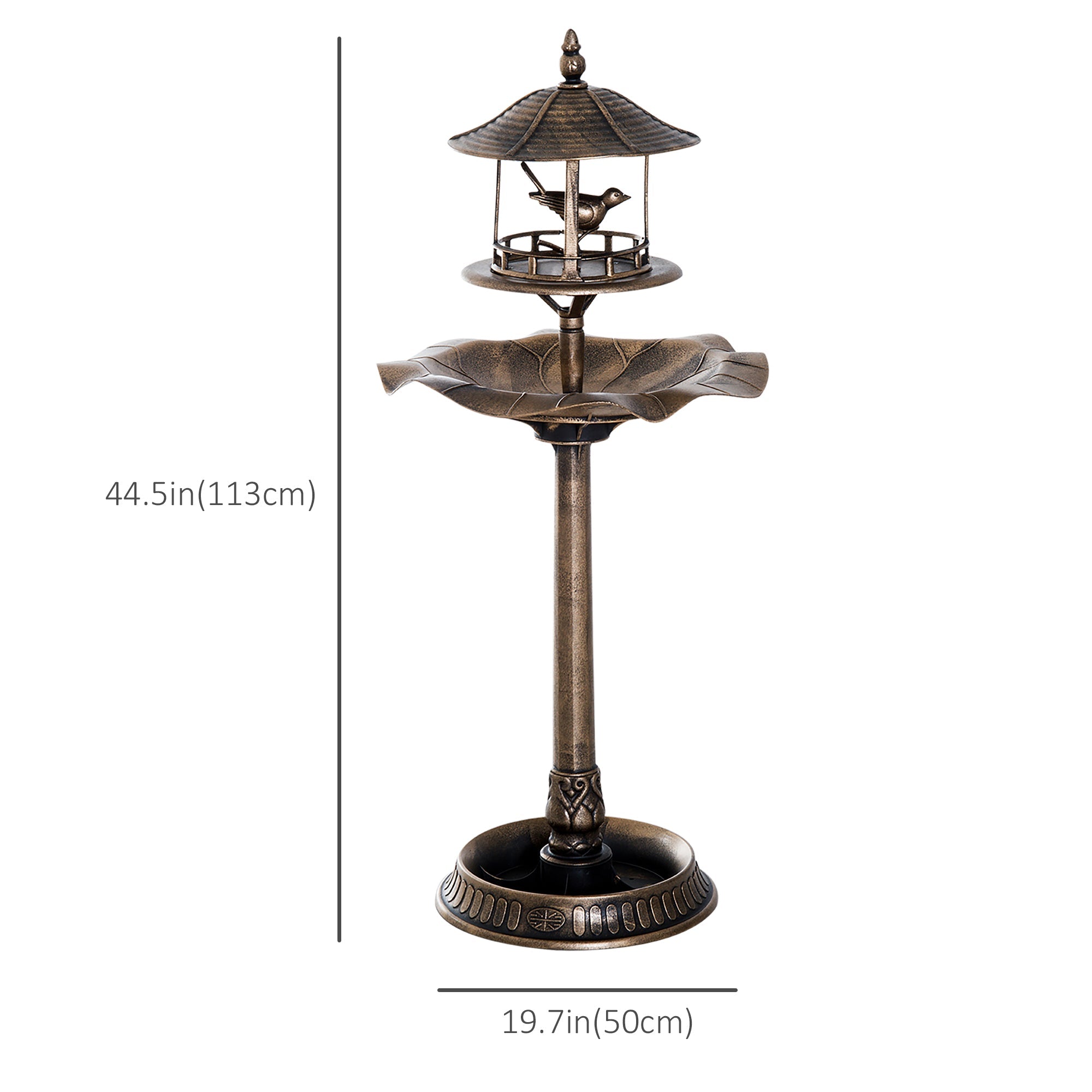 Outsunny Garden Bird Bath Pedestal with Feeder Water Basin Flower Planter 3-in-1