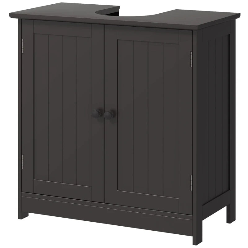 Bathroom Vanity, 24" Pedestal Sink Bathroom Vanity Furniture with 2 Doors and Shelf, Coffee