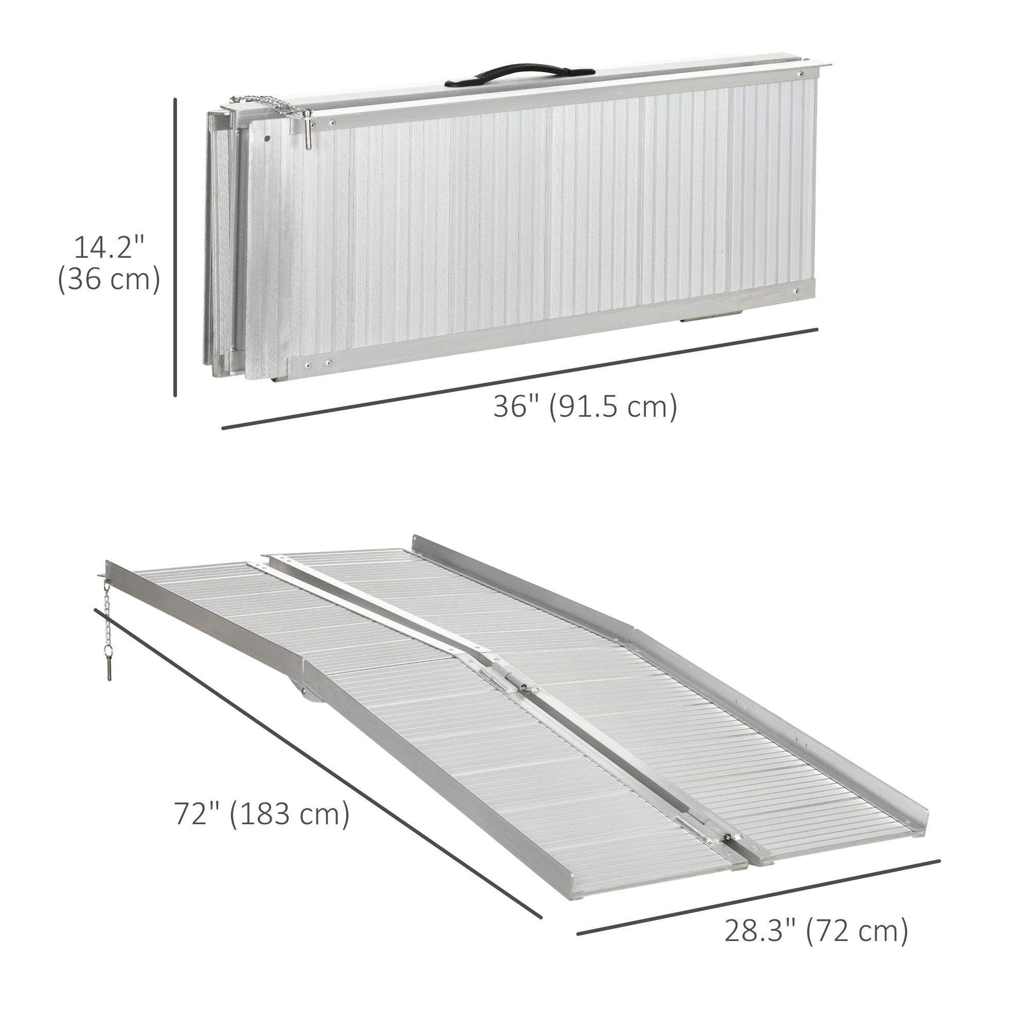 HOMCOM Aluminum Mobility Ramp: 6' Portable Threshold Scooter Steps for Doorways, Textured Surface