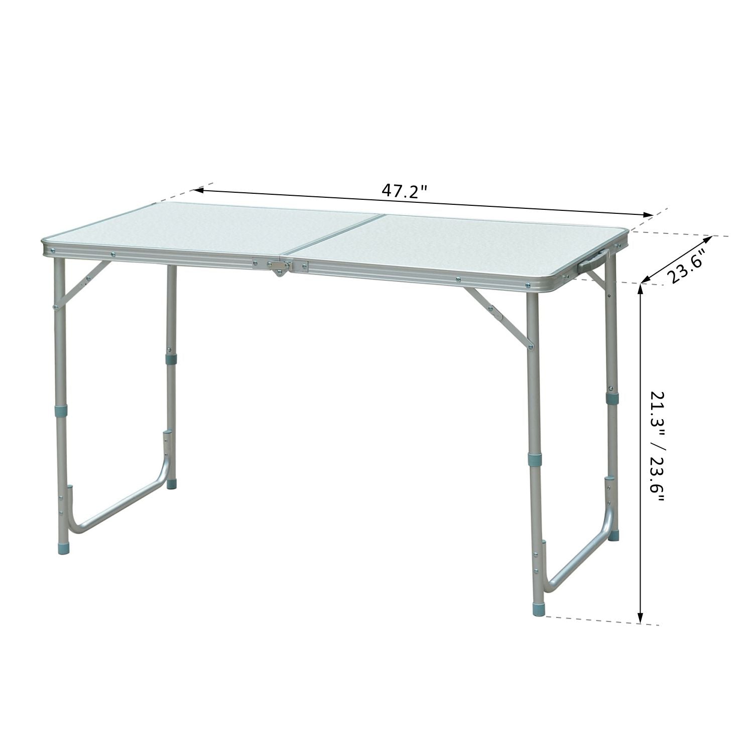 Outsunny Camping Table 4ft Picnic Garden BBQ Desk Adjustable Height Foldable Indoor & Outdoor