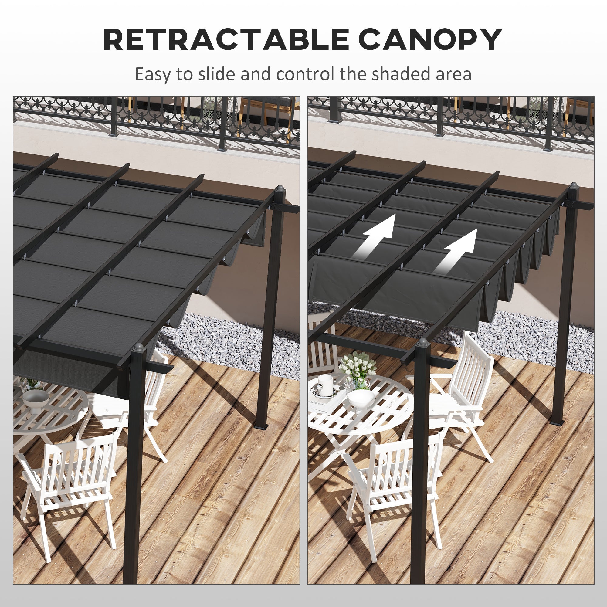 Outsunny Aluminum Retractable Pergola 11.7'x19.6' for Patio Garden Deck Grill Shade Canopy