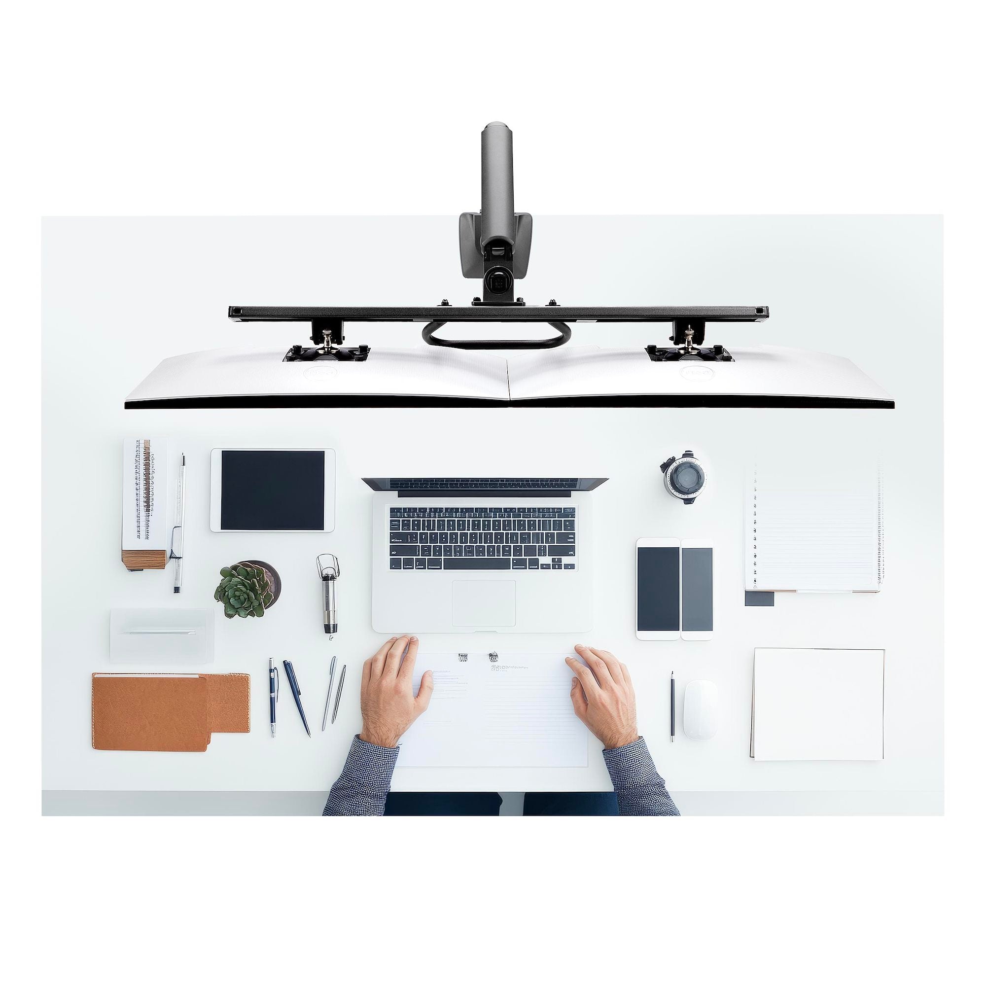 Dual Mechanical Spring Monitor Arms – Supports up to 49” Ultrawide & 32” Displays | Heavy-Duty, Fully Articulating Desk Mount Set