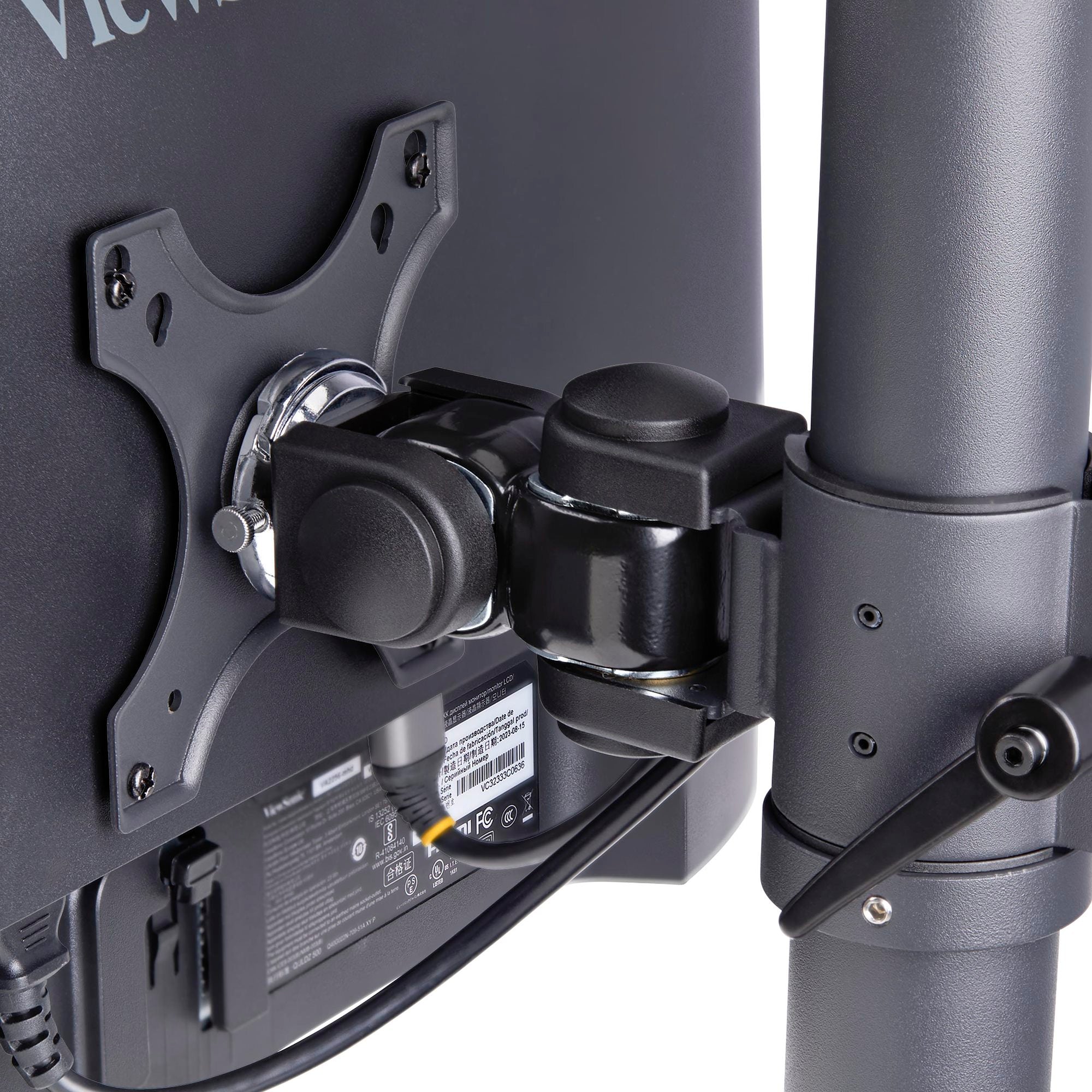 Desk Mount For 2x Vertically Stacked Monitors, Dual 49", Total 70lb (32kg), C-Clamp, Quick-Release VESA System, Widescreen 16:9/Ultrawide 32:9, TAA