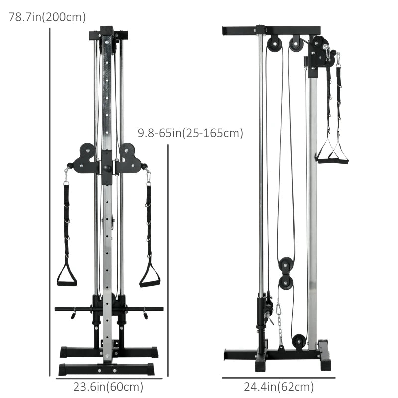Soozier Wall Mount Cable Station, 15 Positions Adjustable Dual Pulley Machine Cable Crossover Machine Home Gym Equipment