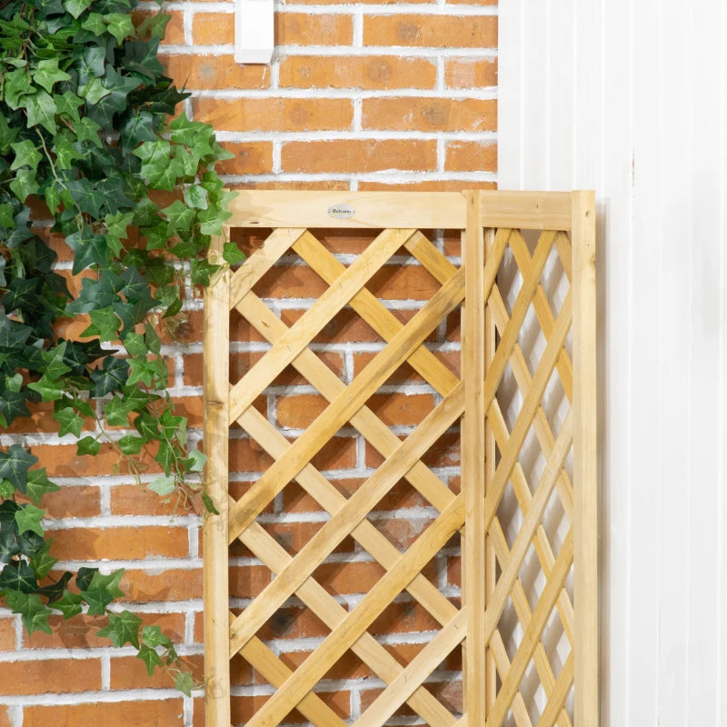 Raised Garden Bed Wood Planter with Trellis for Vine Climbing, 16" x 16" x 57", Natural