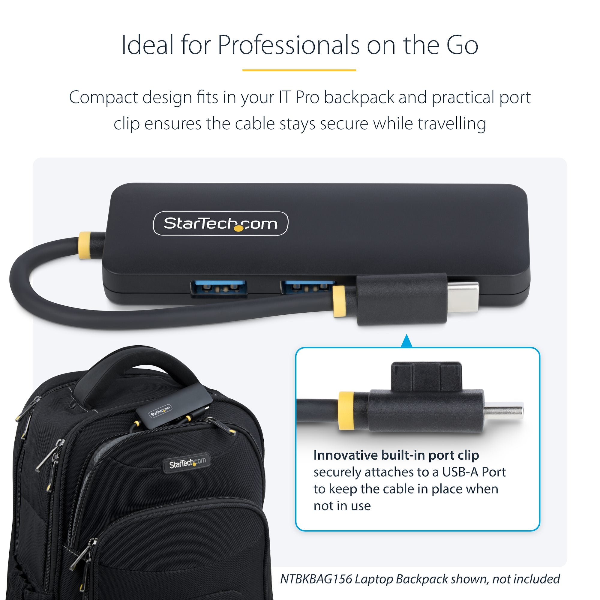 4-Port USB-C Hub, 5Gbps, USB-C to 4x USB-A, Bus Powered, Small Travel Mini Hub, Multi-Port USB 3.0 Splitter, Portable Hub, Overcurrent Protection
