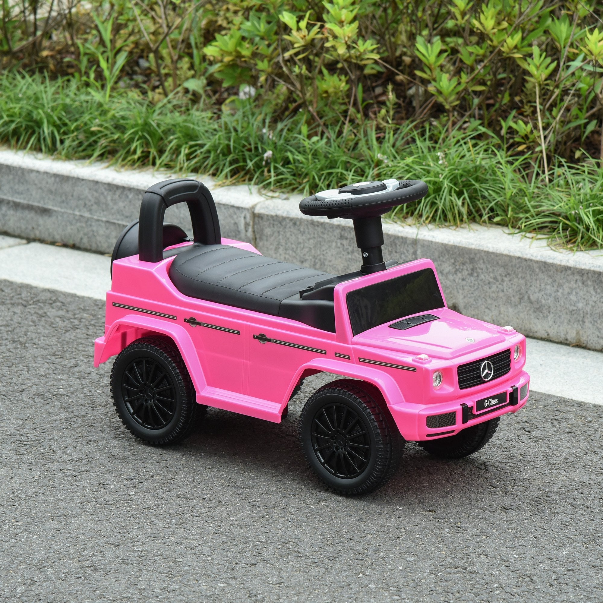 Aosom Luxury Cruiser: Baby Toddler Push Car, Mercedes-Benz G350 Licensed, Foot-to-Floor Ride-On, Pink