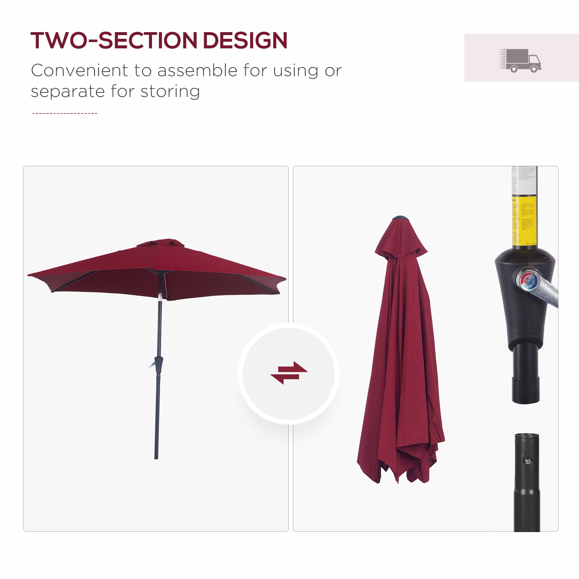 Outsunny Market Patio Sun Umbrella Outdoor Parasol Sunshade Tilt Mechanism Air Vent w/ Crank