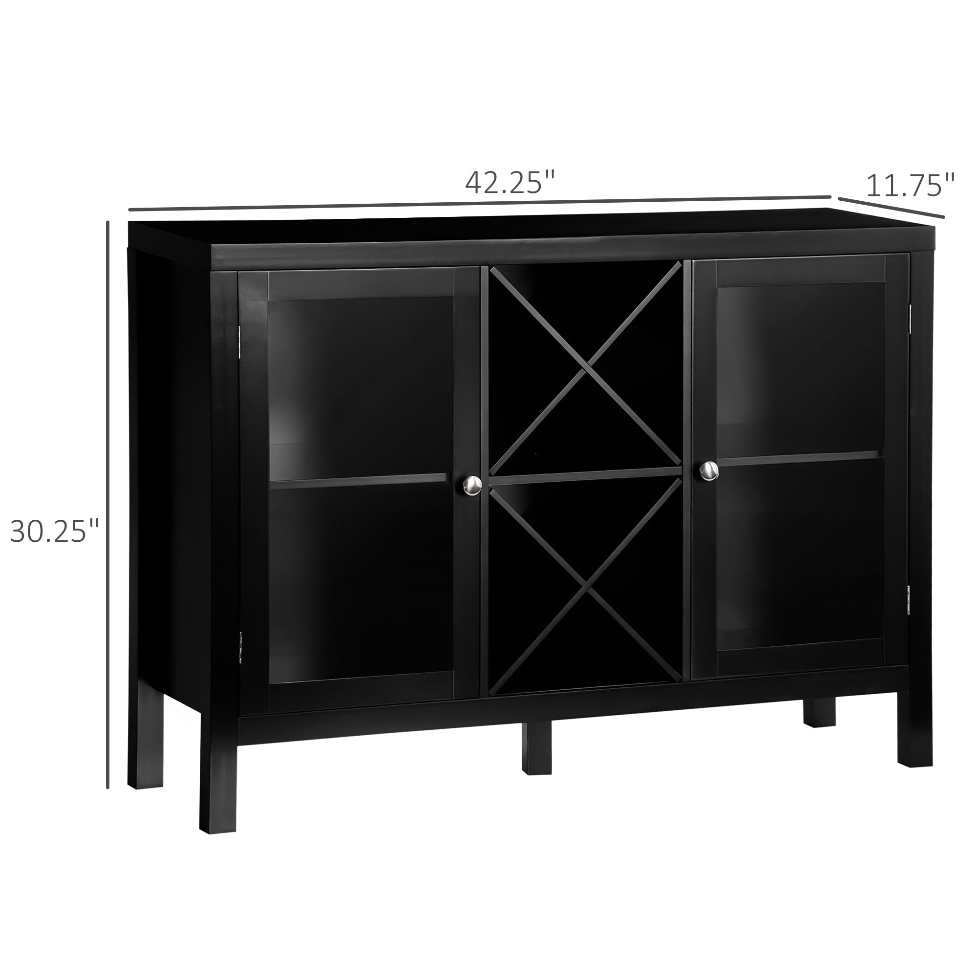 HOMCOM Modern Wine Enthusiast: Kitchen Sideboard Buffet Cabinet with Wine Rack, Tempered Glass Door, and Adjustable Shelves