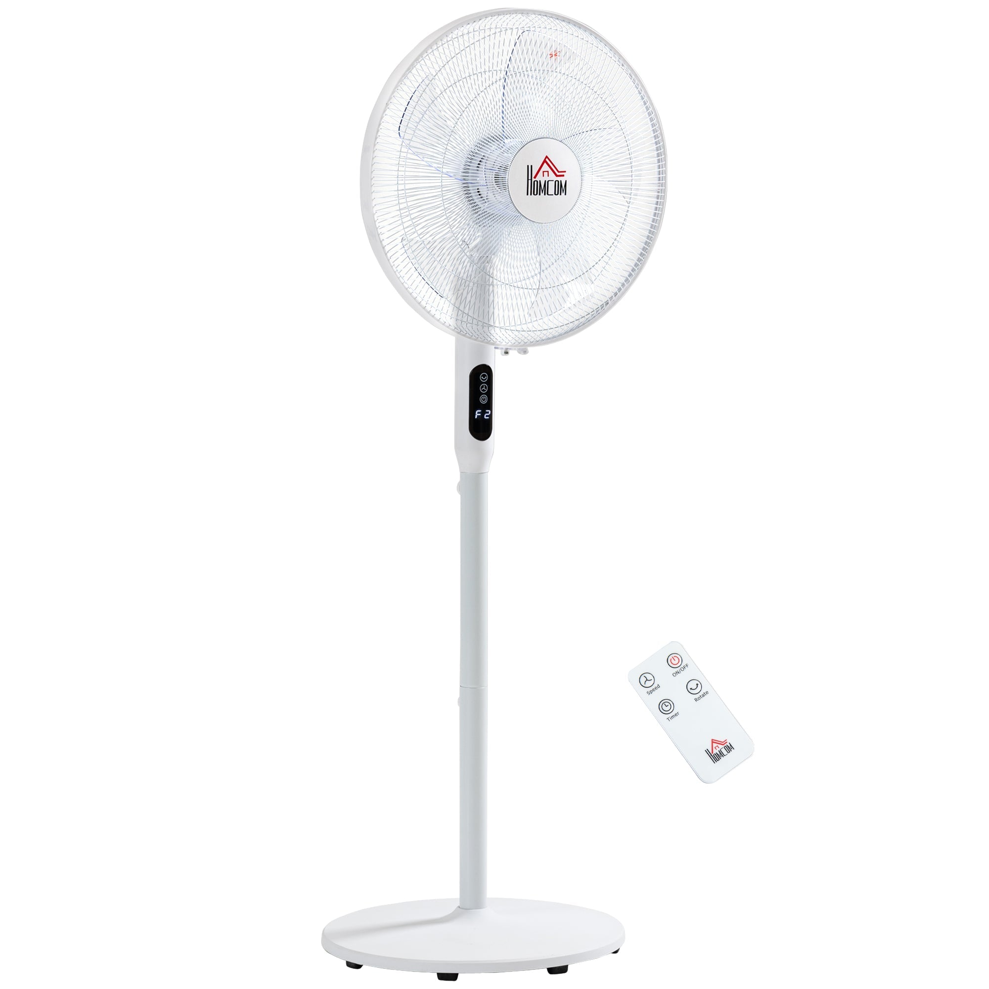 HOMCOM Oscillating Standup Fan with Remote LED Display Cooling Device for Home Office White