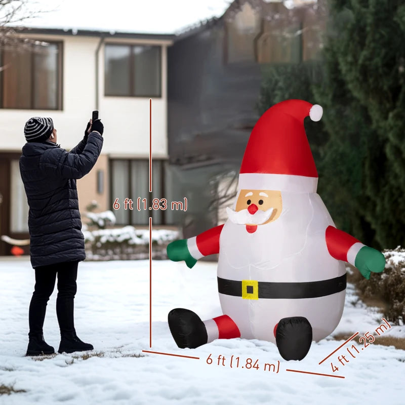 Outsunny 8ft Inflatable Christmas Santa Claus – LED Light-Up Blessings Sign, Outdoor Blow-Up Yard Display