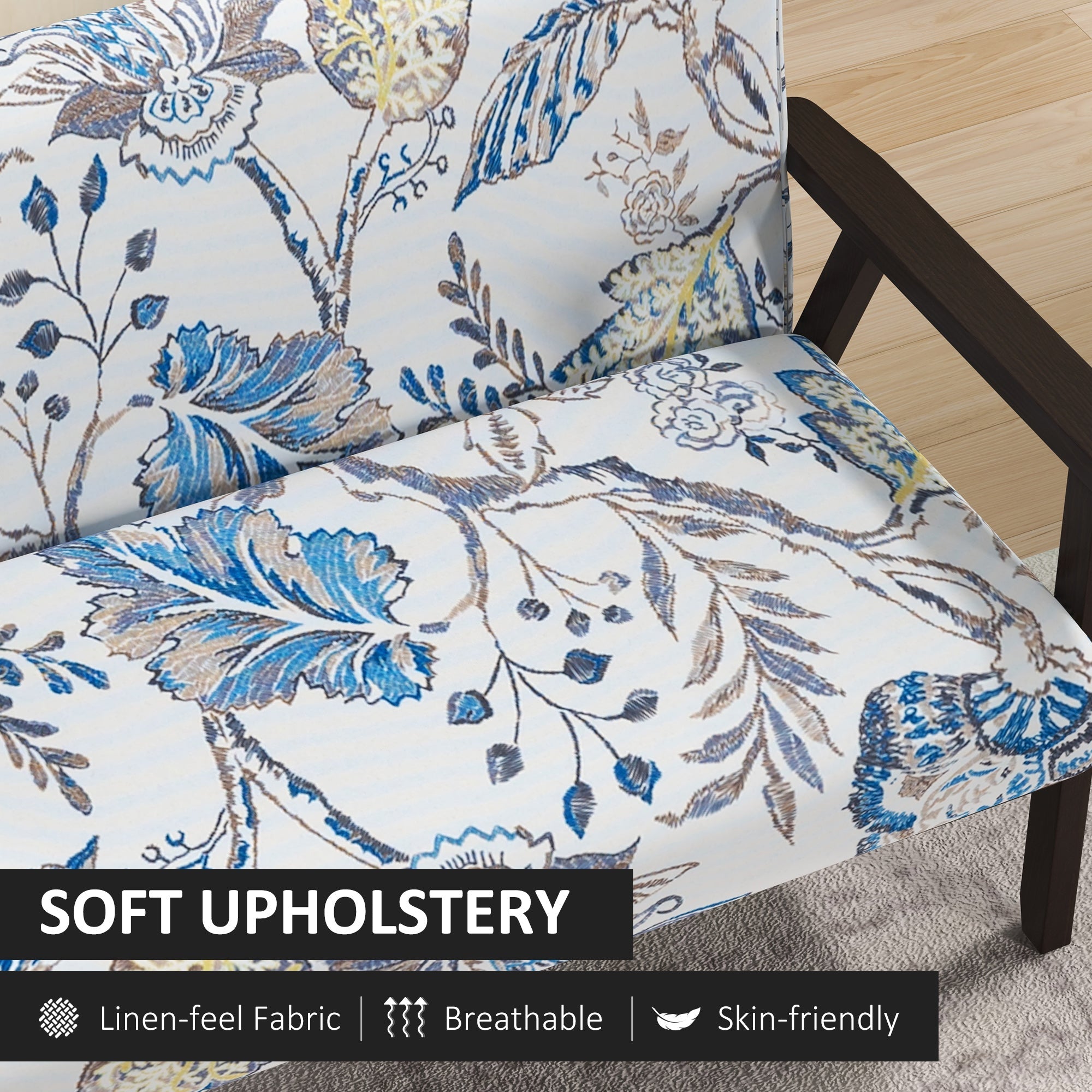 HOMCOM Compact Loveseat Sofa Couch Linen Fabric Double Seat Sofa with Rubber Wood Frame Multicolour