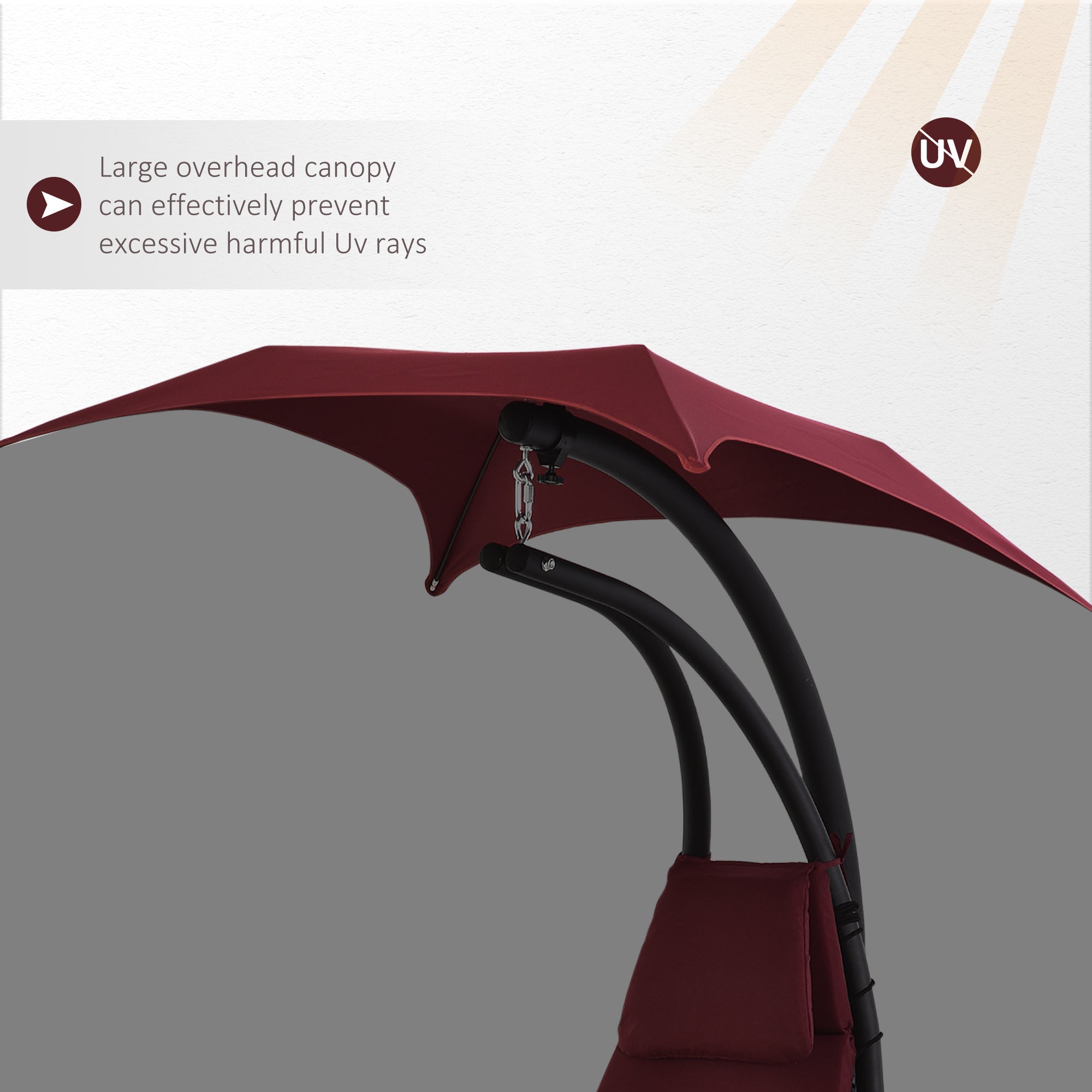 Outsunny Outdoor Patio Swing Chair with Arc Stand Canopy Garden Lounge Wine Red Comfort