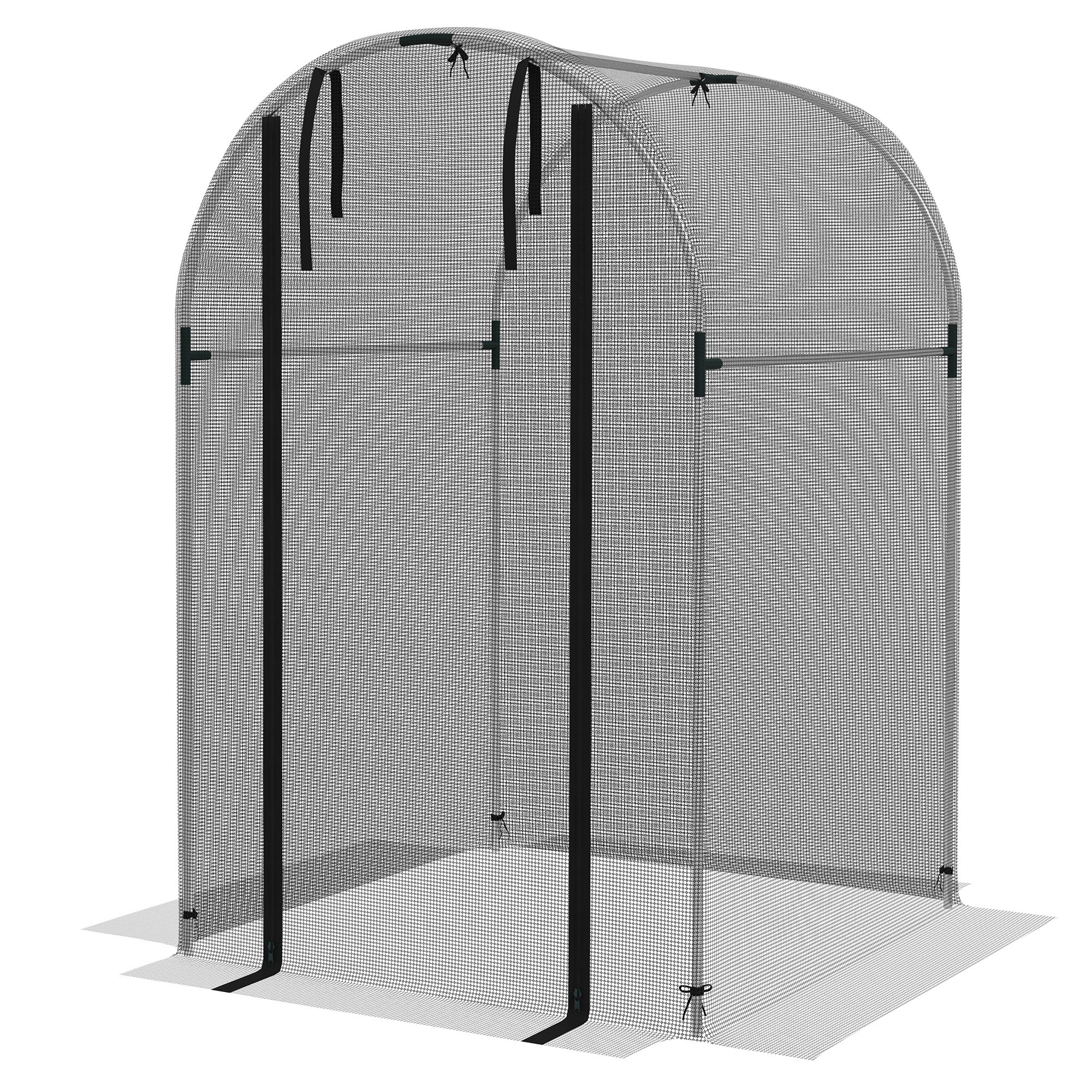 Outsunny Galvanized Steel Crop Cage, Plant Protection Tent with Zippered Door, 4' x 4', Black