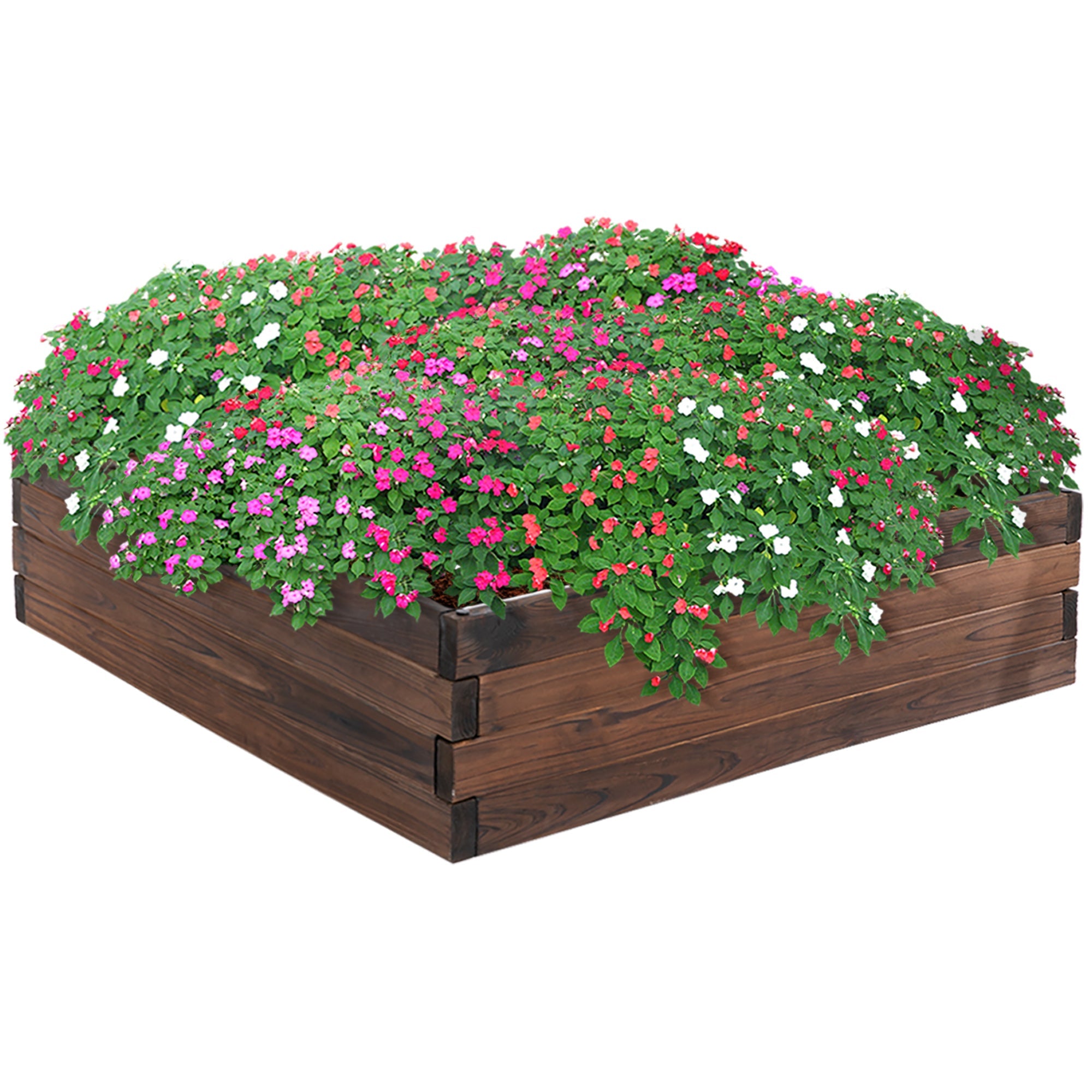 Outsunny Wooden Raised Garden Planter Box: Outdoor Patio Grow Containers for Plants, Flowers & Veggies