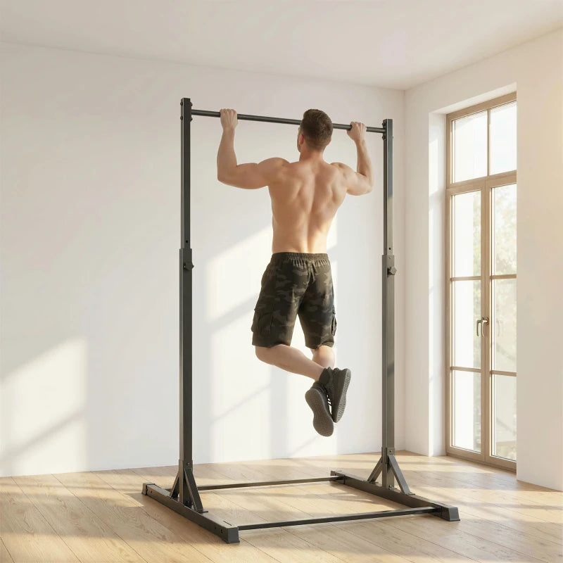 Soozier Portable Pull Up Station, Height Adjustable Pull Up Bar with 8 Levels for Home Gym Strength Training, 440LBS Capacity