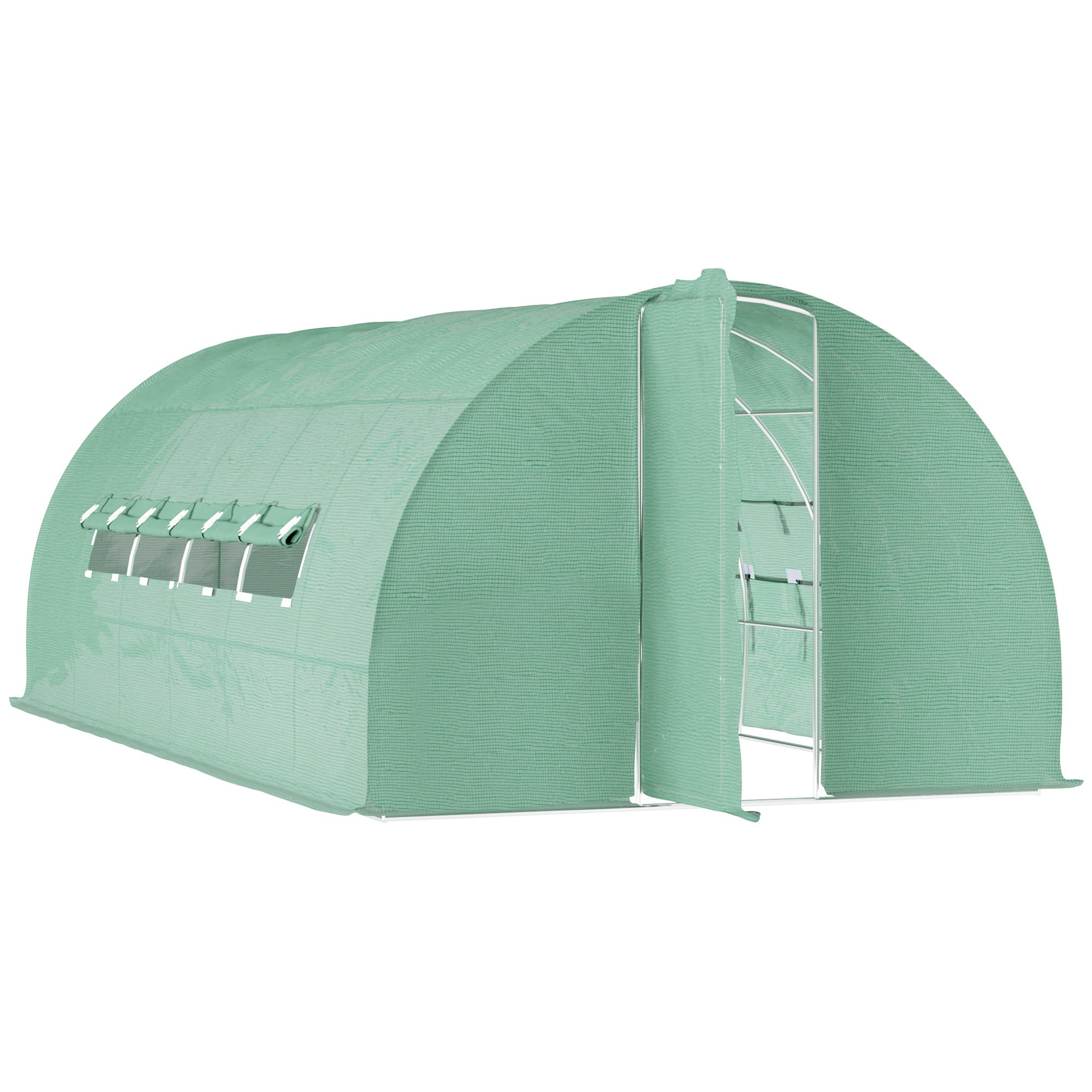 Outsunny Greenhouse Grandeur: Heavy Duty 20x10x6.6ft Outdoor Walk-in Tunnel Greenhouse w/ PE Cover, Portable Garden Plant House, Green