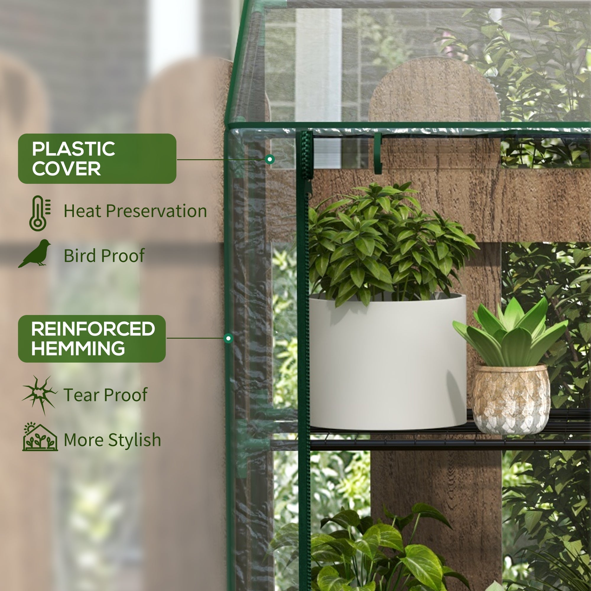 Outsunny Portable Mini Greenhouse Green House with 3 Tier Shelves, Reinforced Cover, Roll-up Doors, 56.3" x 18.1" x 59.4"