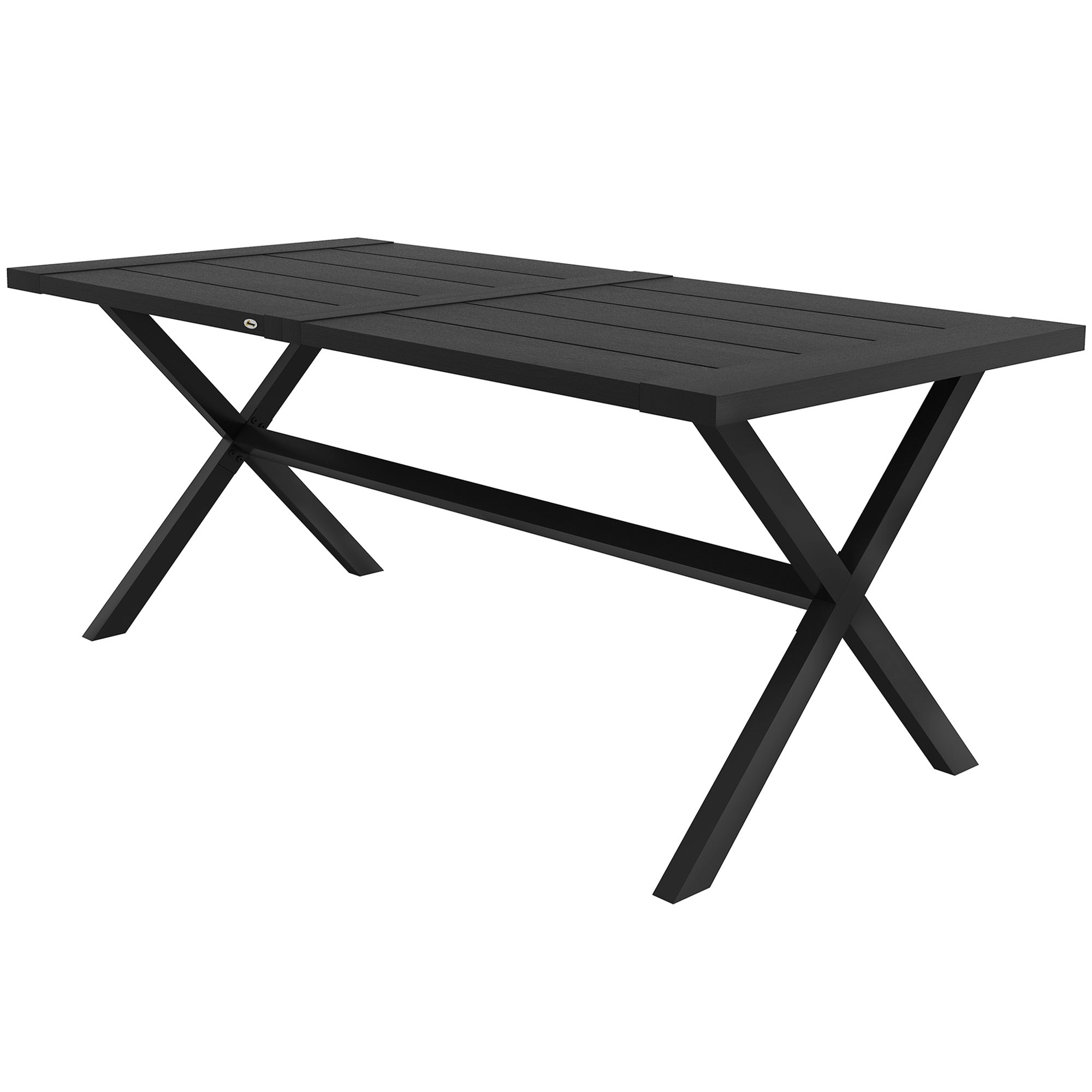 Outsunny 71" Outdoor Dining Table with X Shape Legs, Aluminium Frame Rectangular Darden Table for 4, for Backyard, Black
