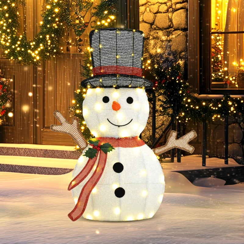 Light Up Snowman Yard Decoration, Lighted Snowman Christmas Decoration for Indoor and Outdoor, White