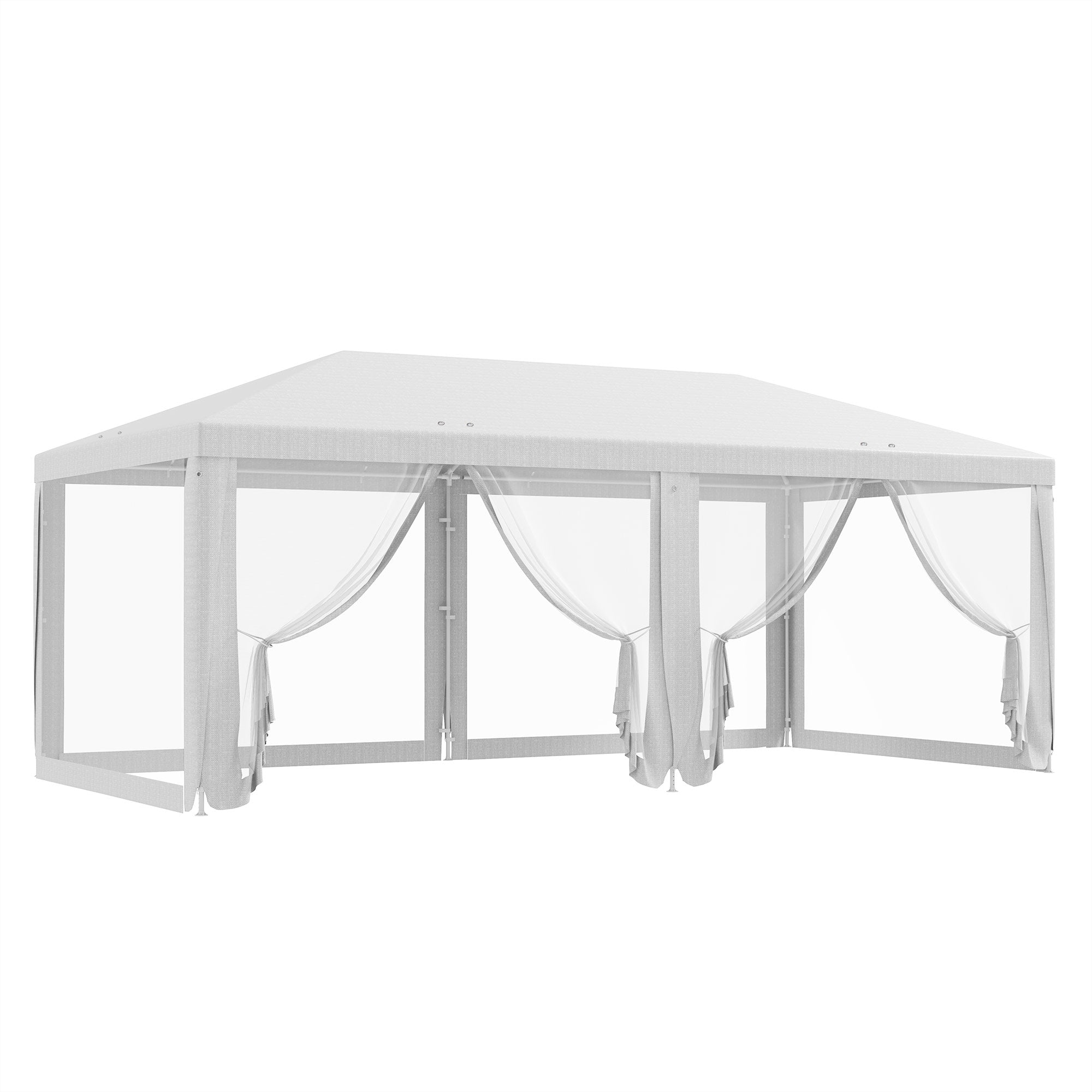 Outsunny Shaded Sanctuary: 19x9ft Party Tent Gazebo Canopy, Outdoor Sun Shade with Mosquito Netting, White Elegance