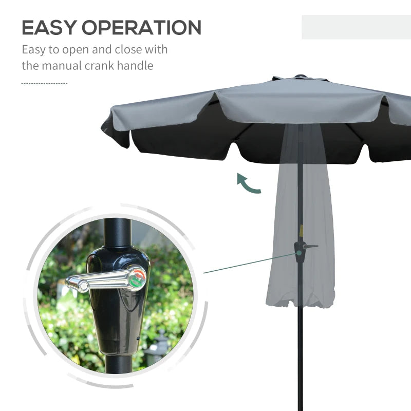 8.5 ft Outdoor Market Table Umbrella, Round Patio Umbrella with Tilt and Crank for Garden, Backyard, Deck, Dark Grey