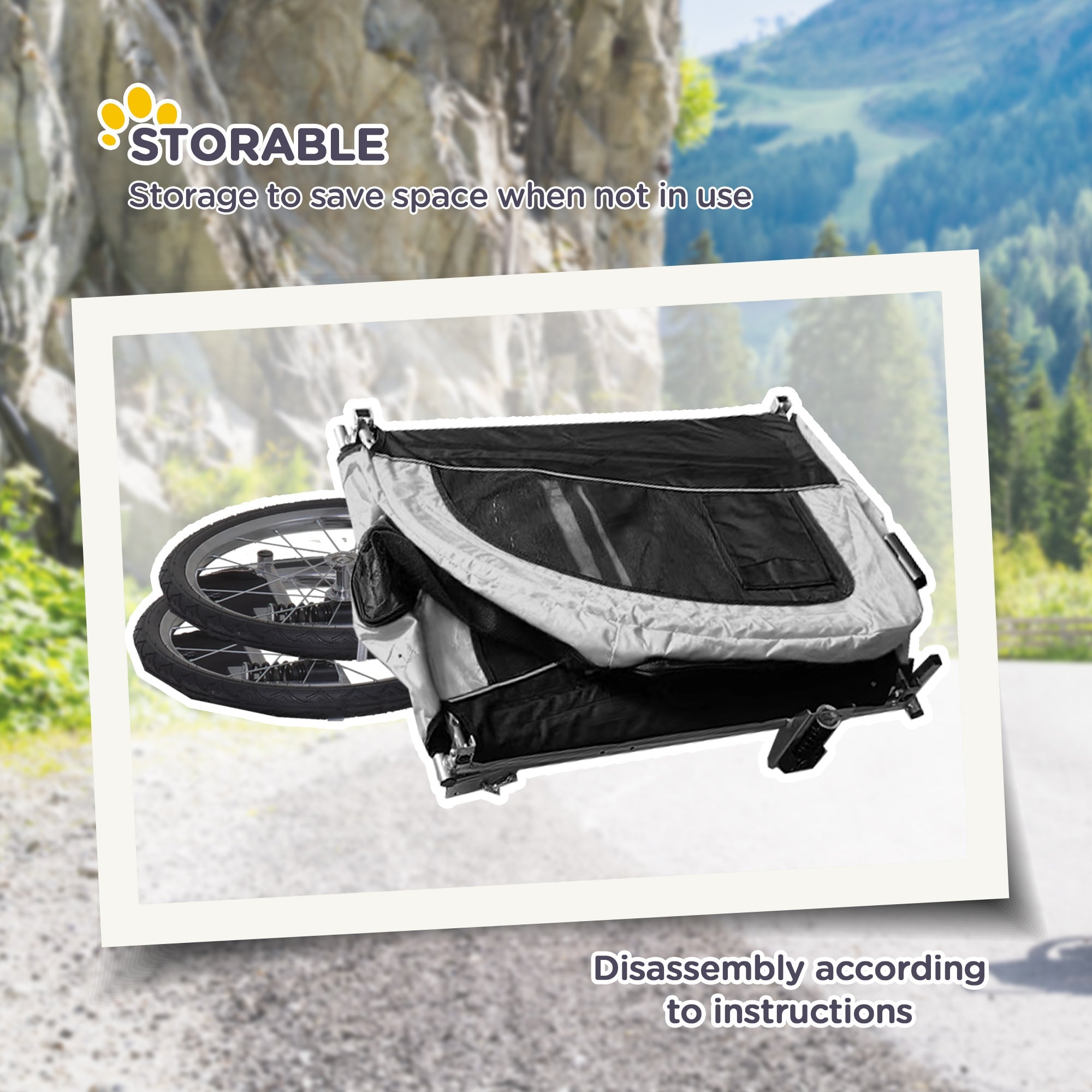 Aosom Elite II Dog Bike Trailer 2-In-1 Pet Stroller Cart Bicycle Wagon Cargo Carrier Attachment for Travel, White