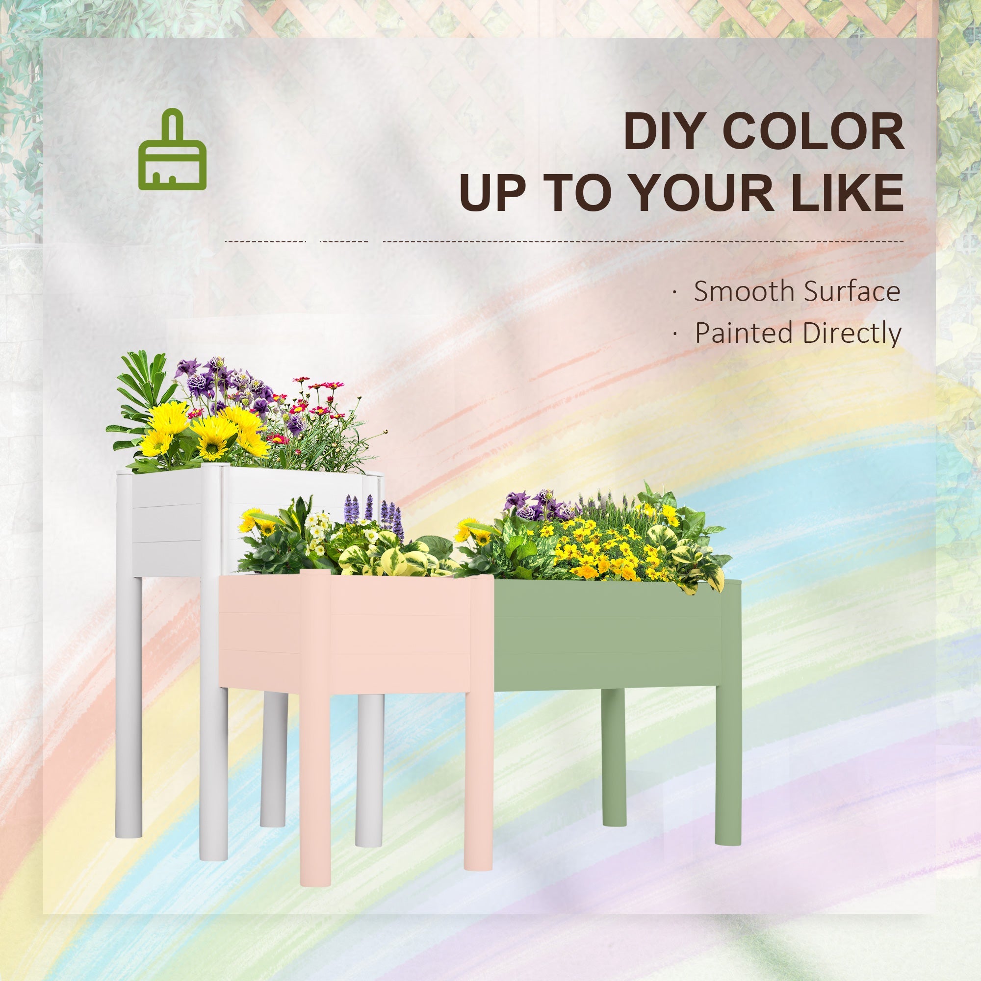 Outsunny 46" x 34" x 33" in Raised Garden Bed Outdoor Wood Elevated Planter Box Kit with Non-woven Fabric for Vegetables Flowers
