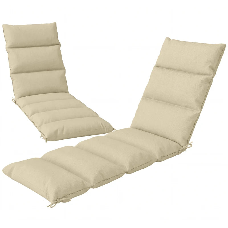 Outdoor Lounge Chair Cushion with Zipper Reversible Chaise Lounge Cushion for Patio Indoor/Outdoor Beige