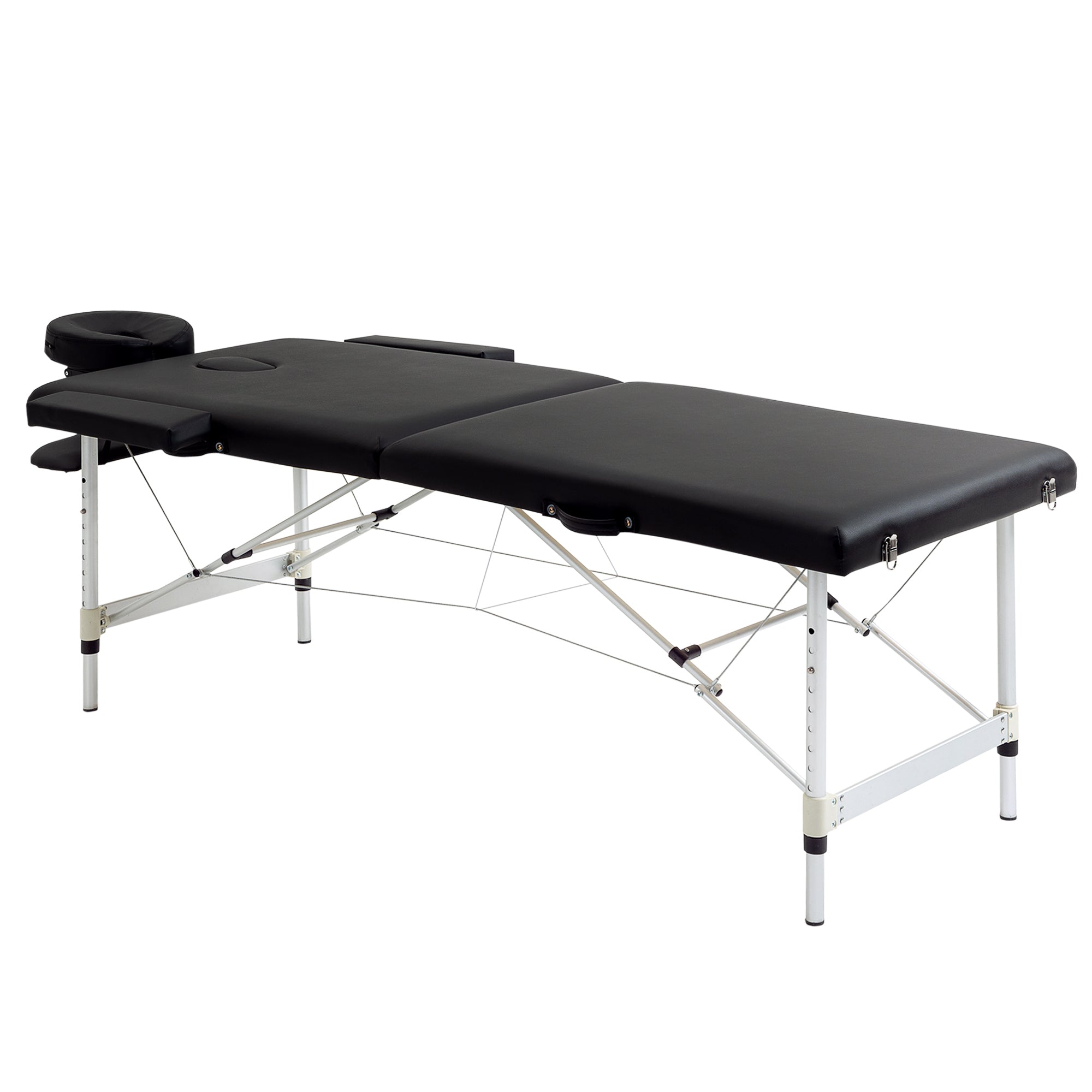 HOMCOM 73" 2 Section Foldable Massage Table Professional Salon SPA Facial Couch Tatoo Bed w/ Carry Bag Black