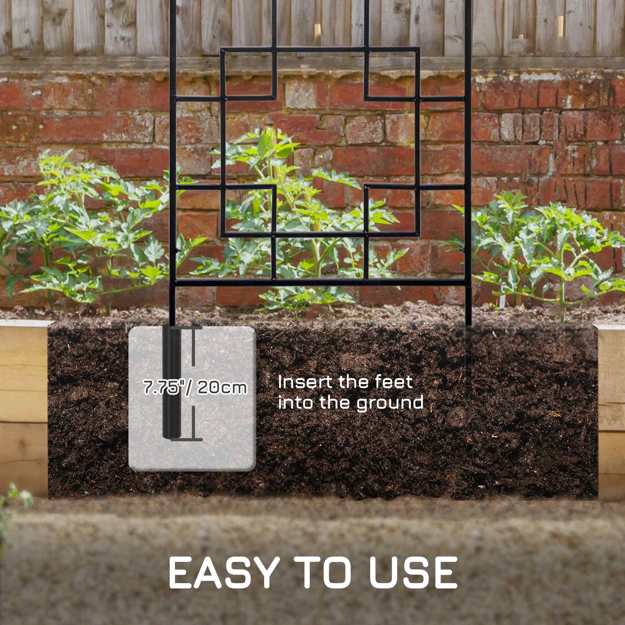 Outsunny 2 Pack Garden Trellis for Climbing Plants, Outdoor Metal Grid Panels for Roses, Vine Flower, Cucumber, Clematis, 72" Tall