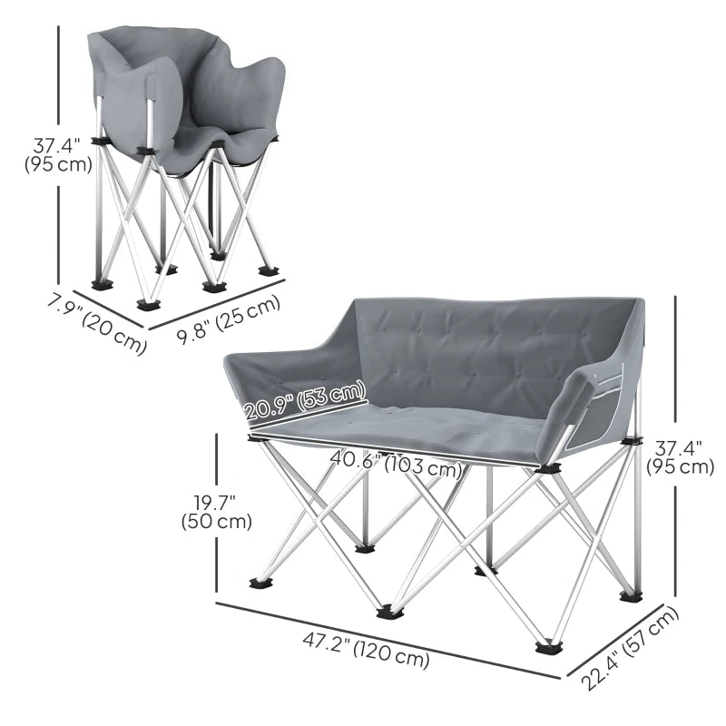 Double Camping Chair, Oversized Camping Loveseat for Adults, Heavy Duty Folding Camp Chair, Support 529 lbs