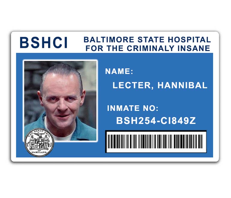 Silence of the Lambs Hannibal Lecter ID Card