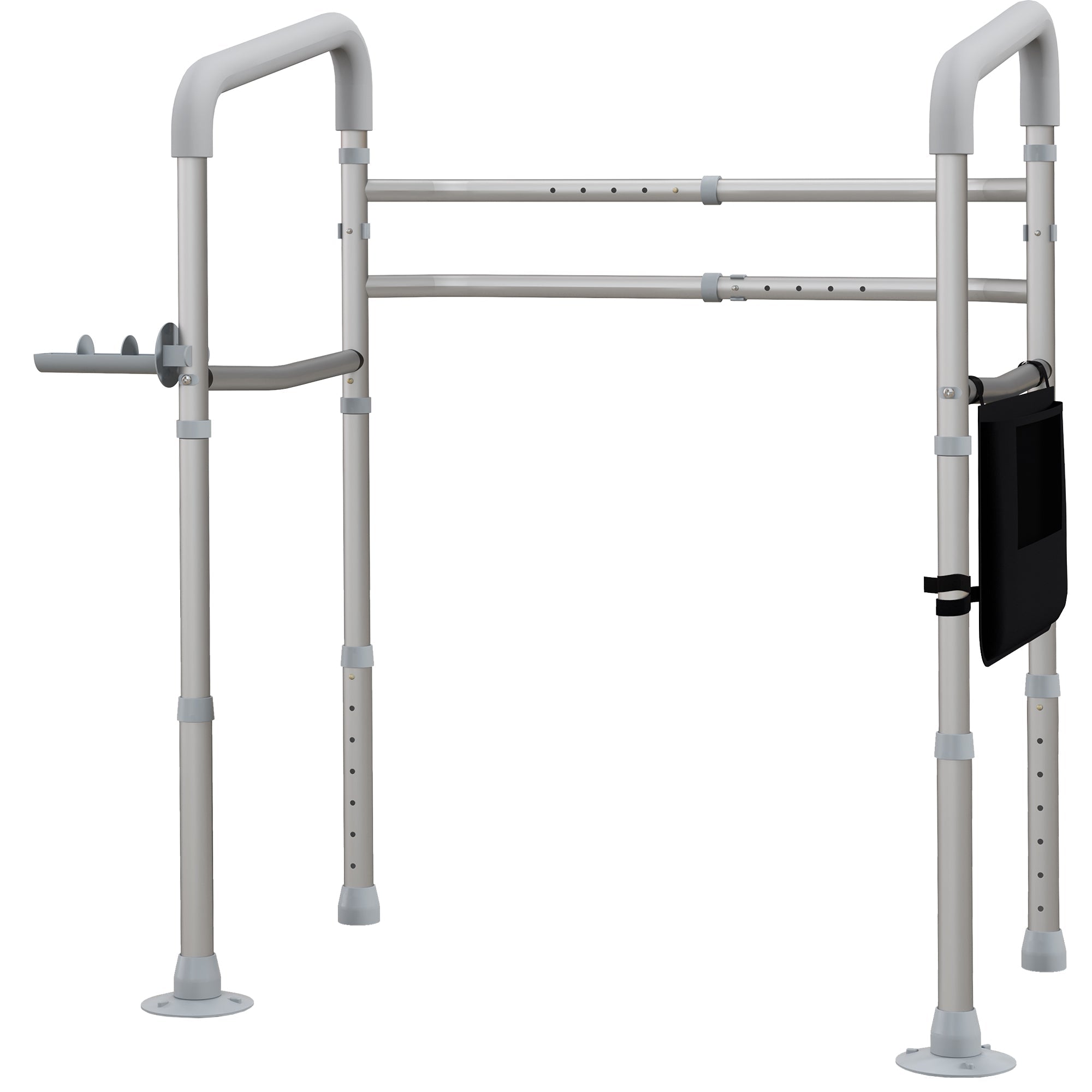 HOMCOM Toilet Safety Rails Stand Alone Adjustable Height Width 300lb Frame Grab Bar