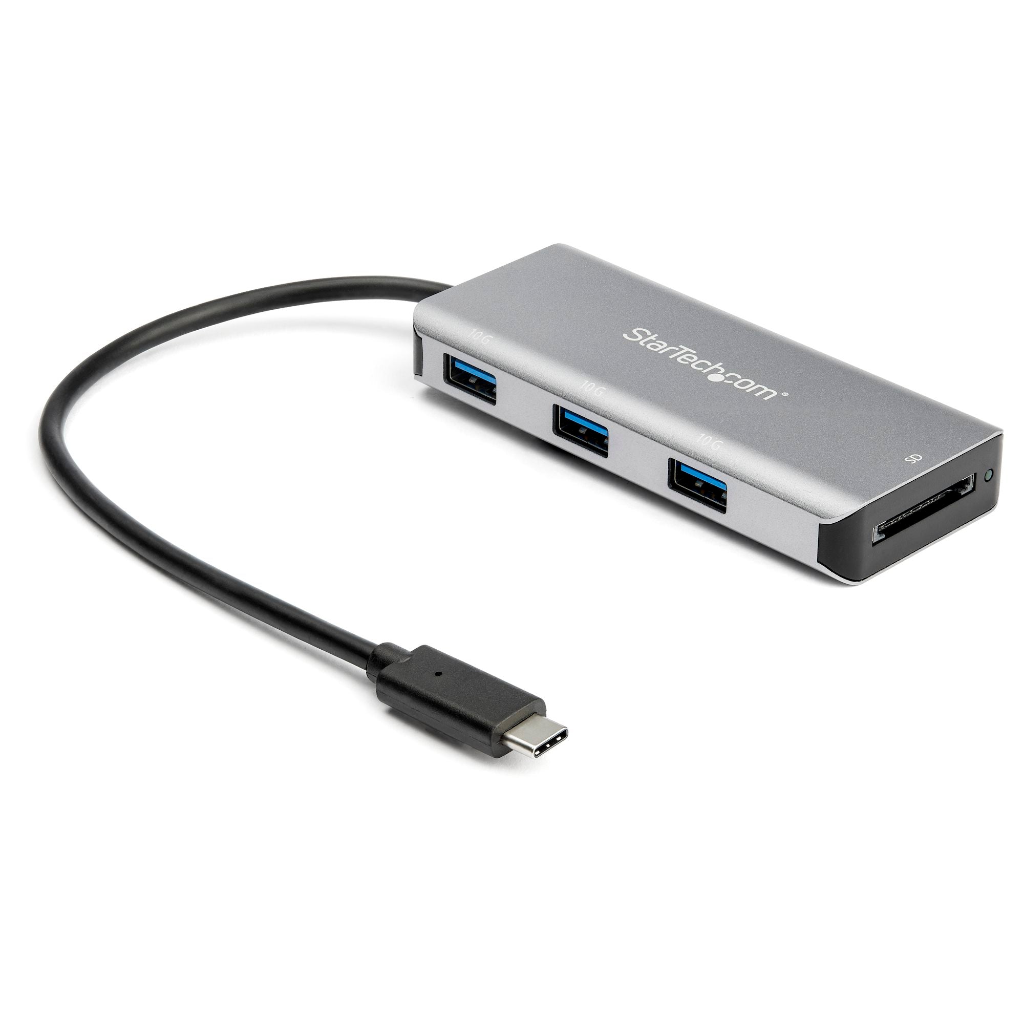 3 Port 10Gbps USB C Hub with SD Card Reader - 3x USB-A & 1x SD Slot - Portable USB 3.2 Gen 2 Type C Adapter Hub - Laptop Hub - USB Bus Powered - Thunderbolt 3 Compatible - TAA