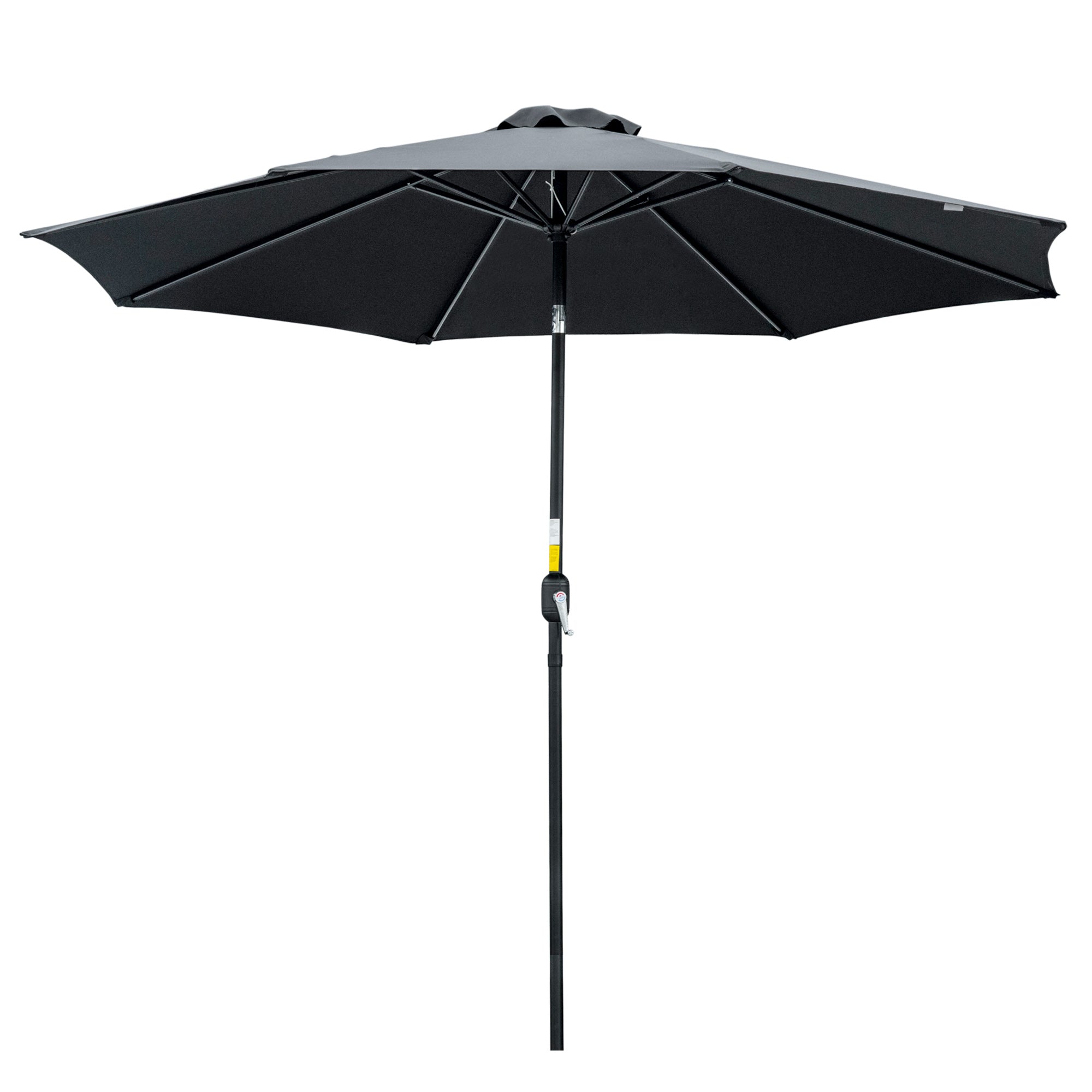 Outsunny Round Market Patio Sunshade: 10'x 8' with Crank Handle Tilt for Outdoor Garden Lawn, Black