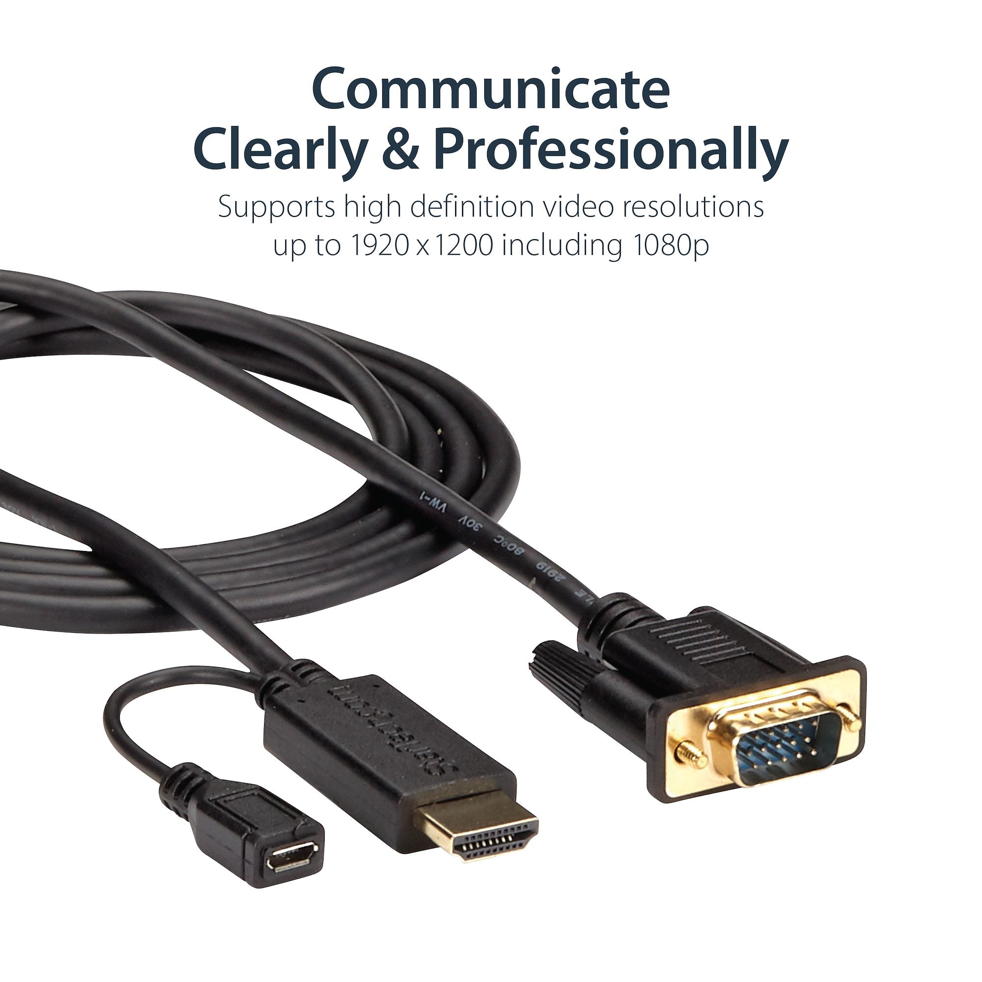 HDMI to VGA Active Converter Cable - HDMI to VGA Adapter - 1920x1200 or 1080p