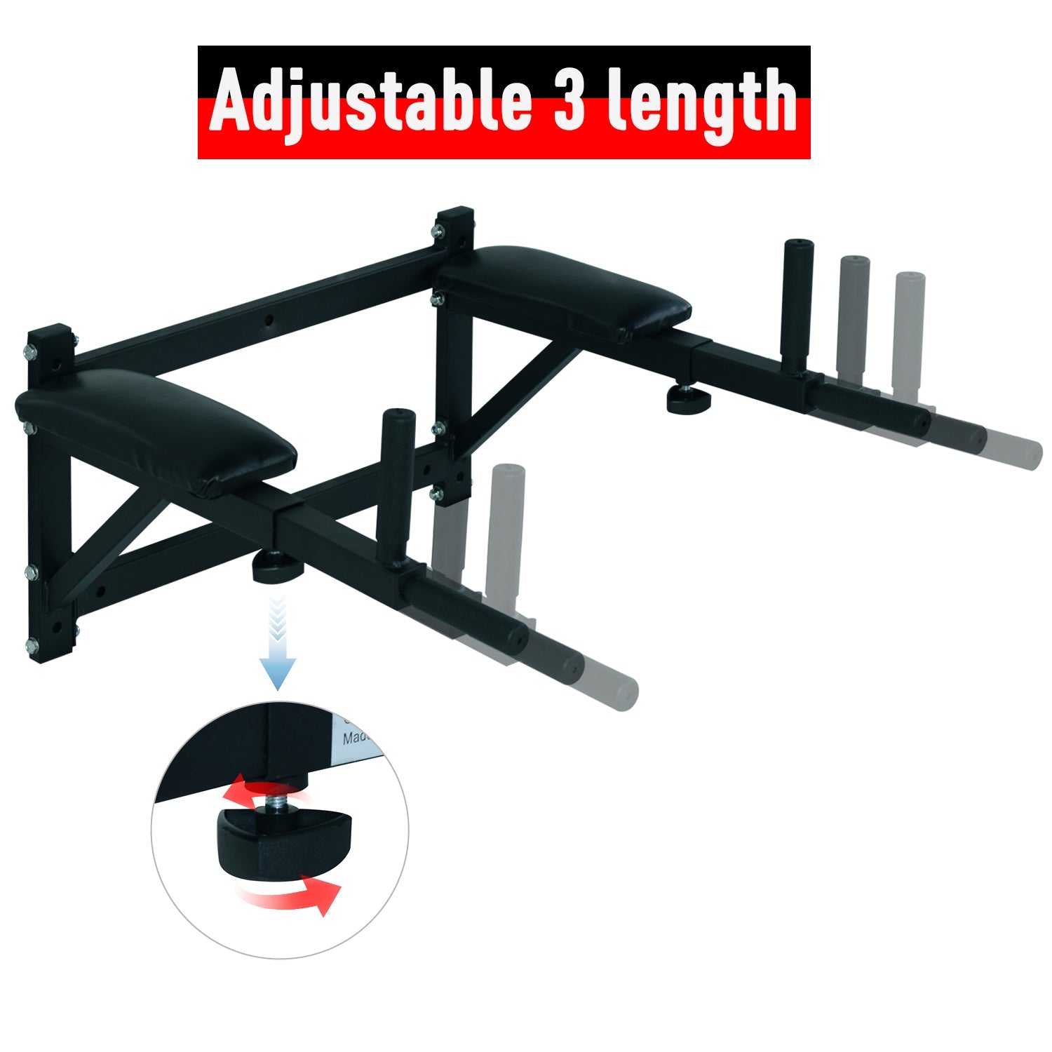 Soozier Wall Mounted Power Tower Gym Station with Pull Up Bar Dip Station for Home Workout Muscle Building Black