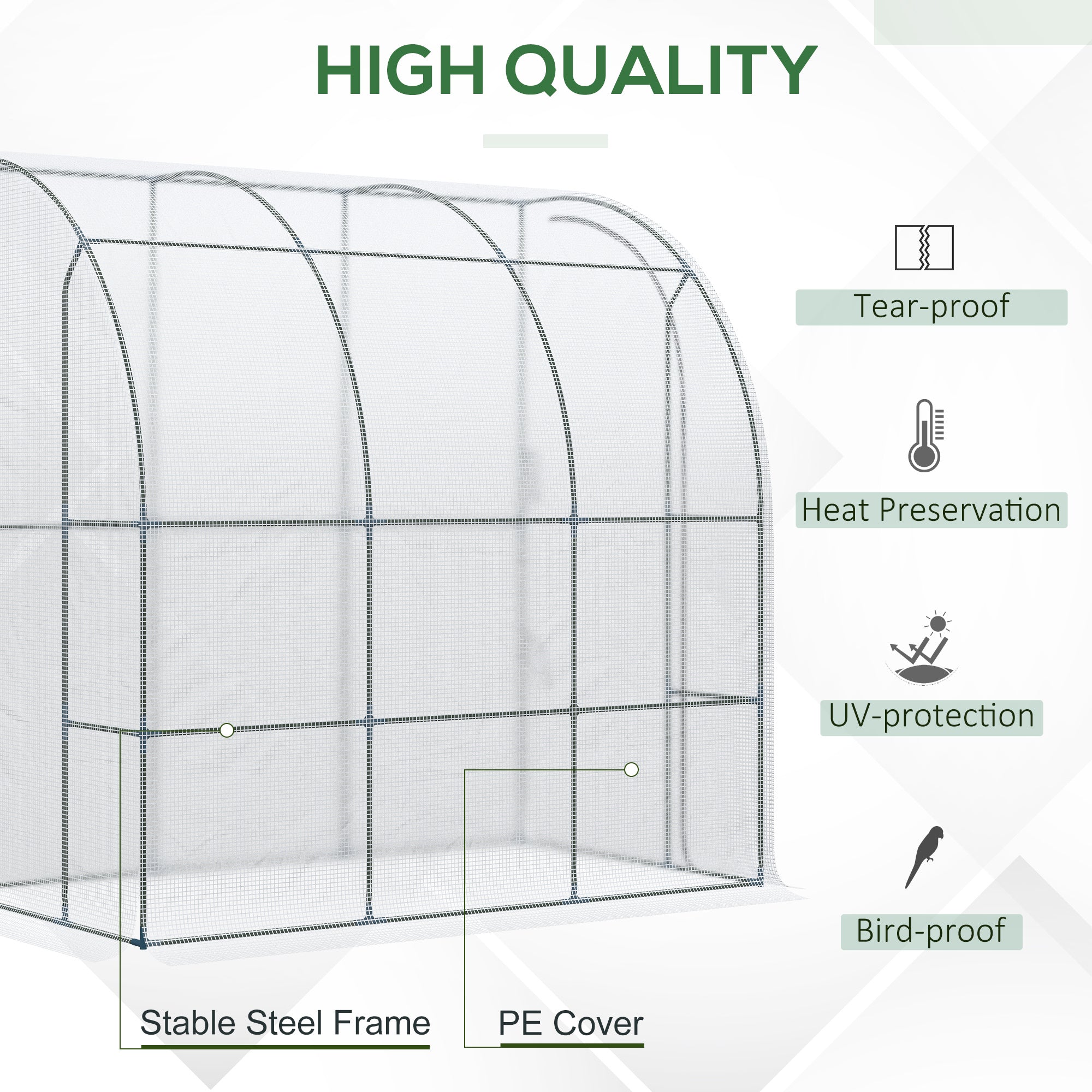 Outsunny 7'x4' Walk-In Polycarbonate Greenhouse: With Roll-Up Door for Plants, Herbs, White